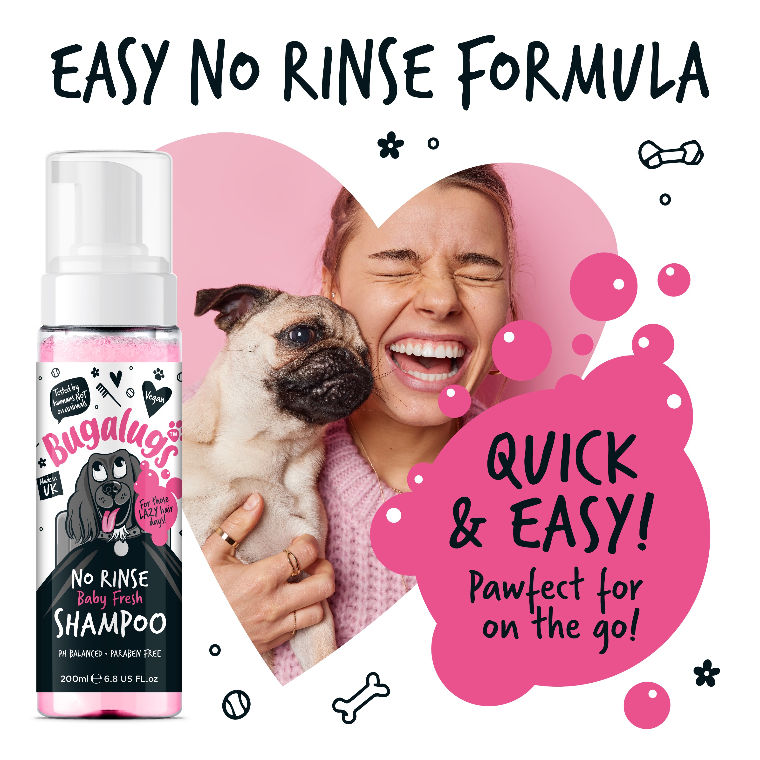 Bugalugs - NO RINSE DOG SHAMPOO - Baby Fresh