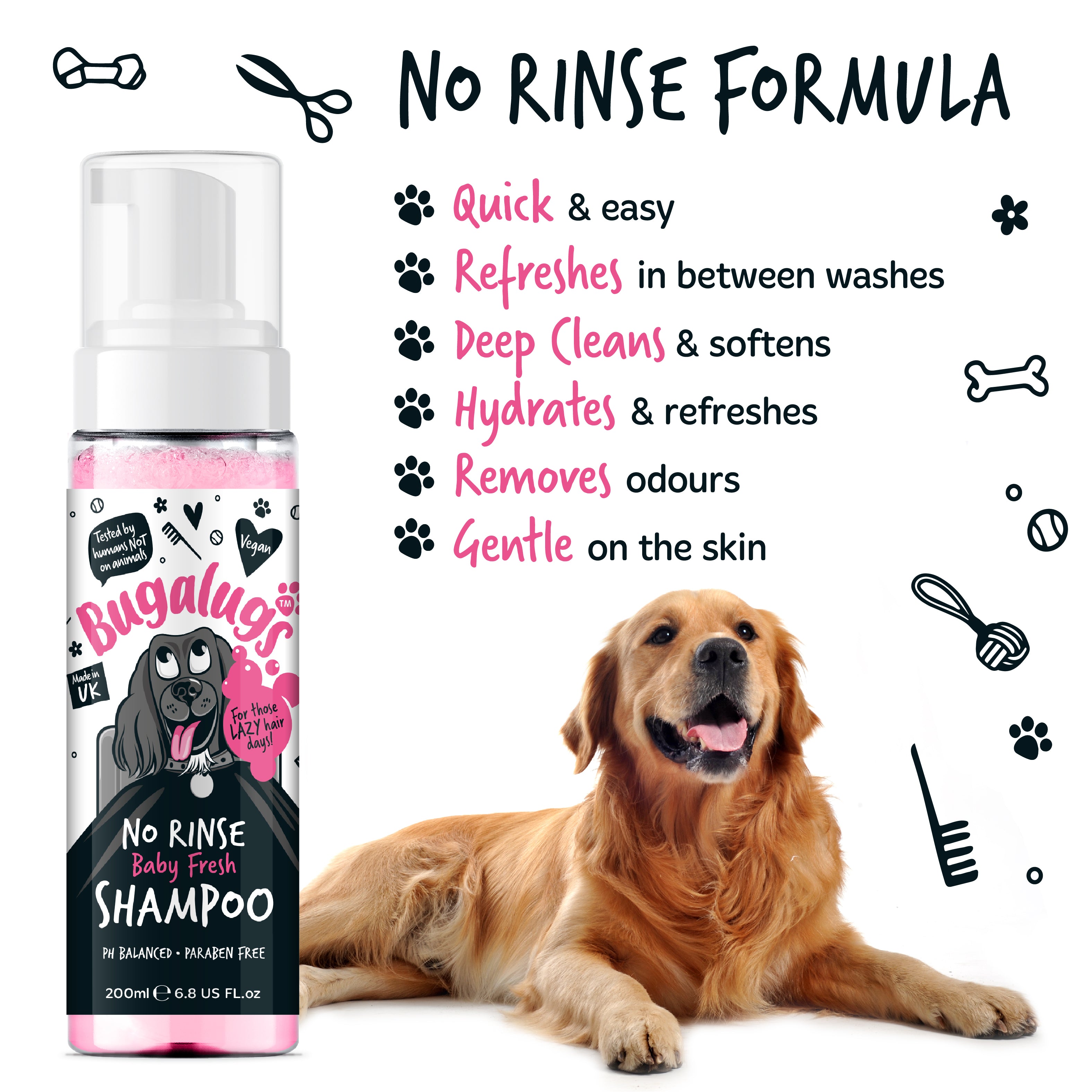 Bugalugs - NO RINSE DOG SHAMPOO - Baby Fresh