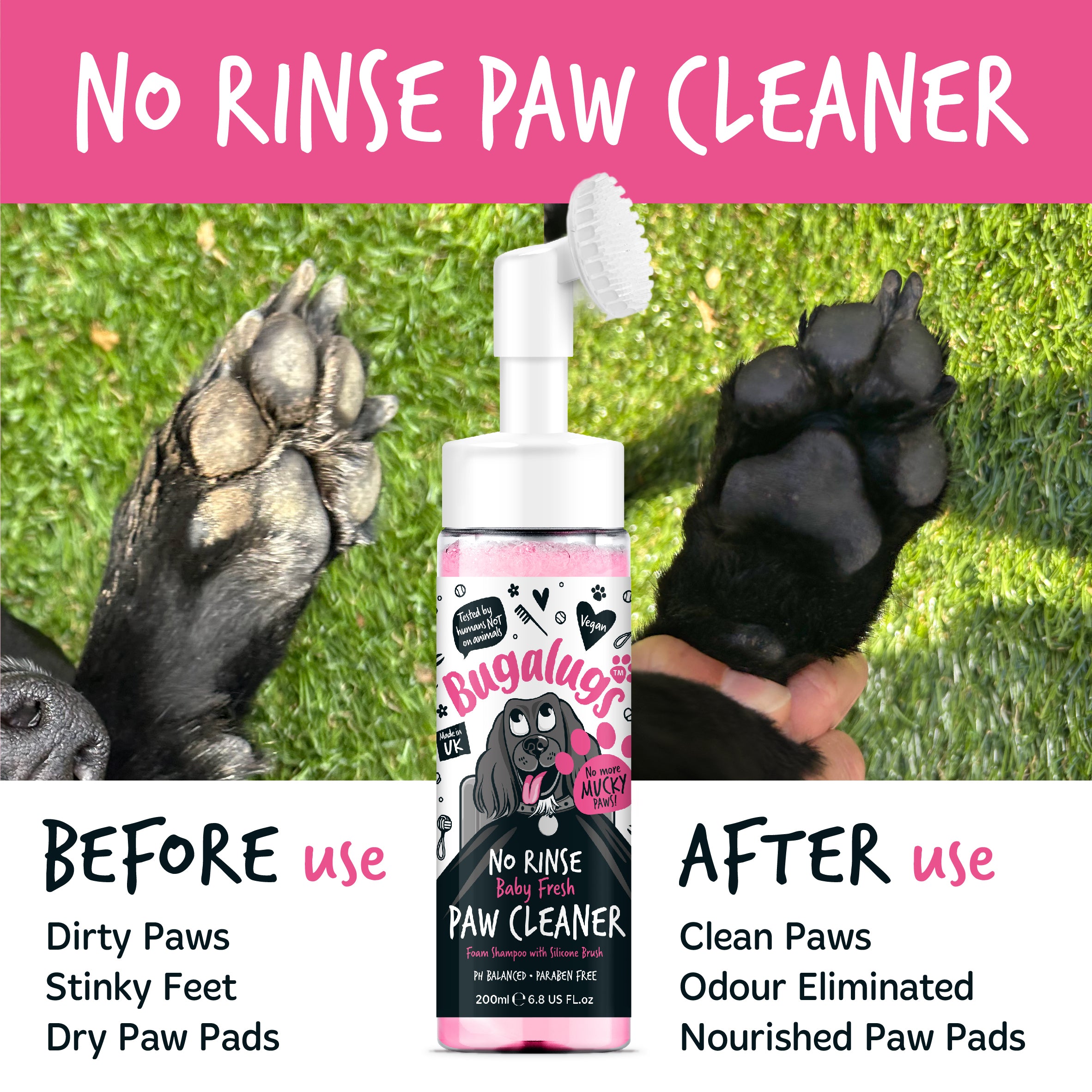 Bugalugs - NO RINSE PAW CLEANER - Baby Fresh