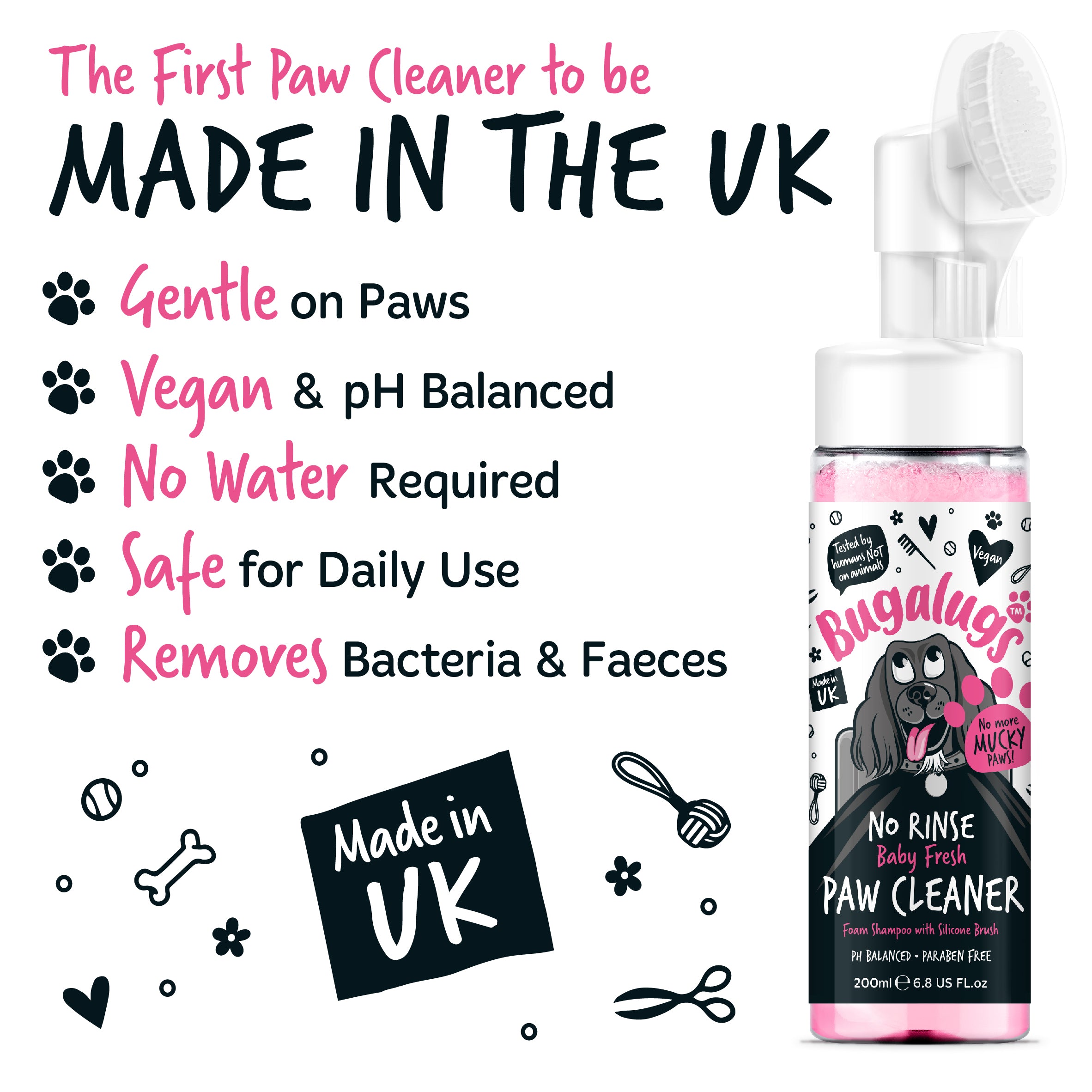 Bugalugs - NO RINSE PAW CLEANER - Baby Fresh