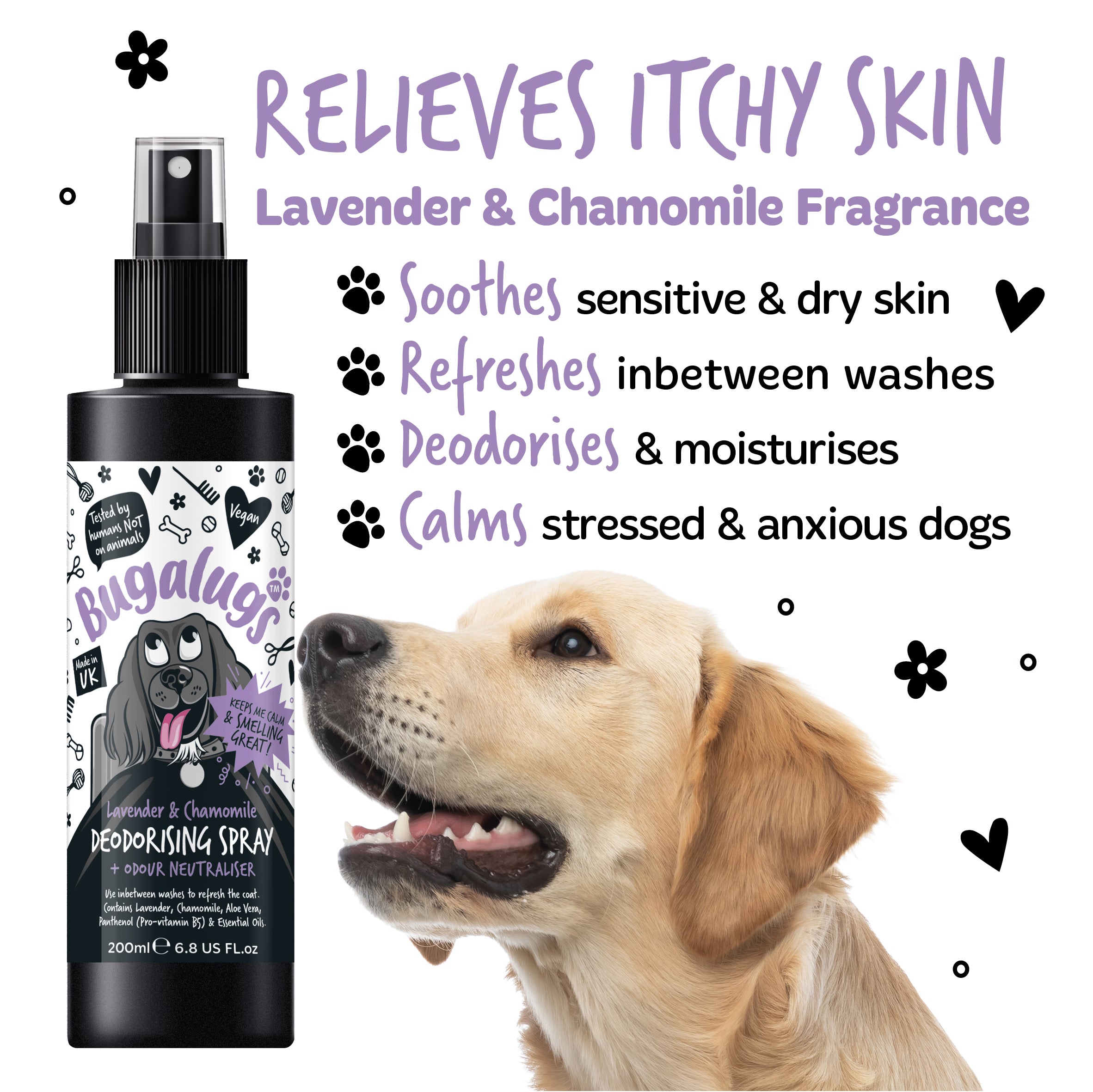 Bugalugs - DOG DEODORISING SPRAY (Lavender & Chamomile)