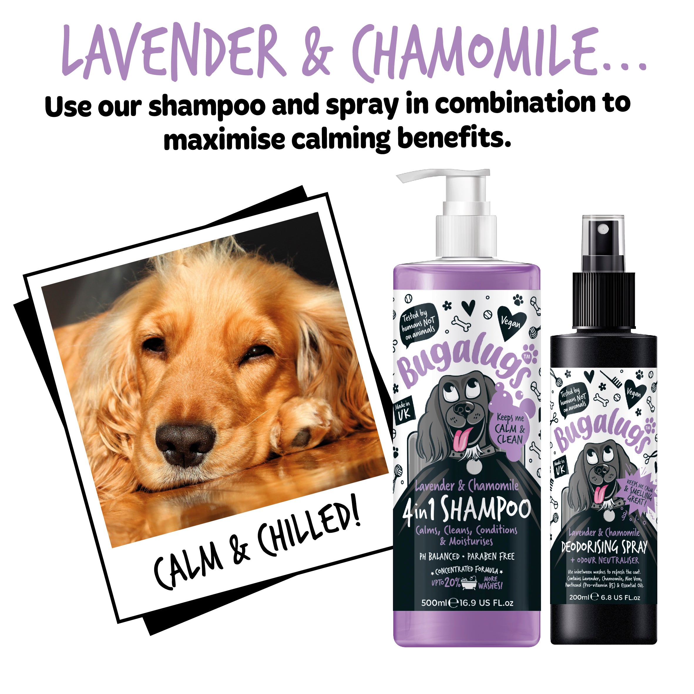 Bugalugs - DOG DEODORISING SPRAY (Lavender & Chamomile)
