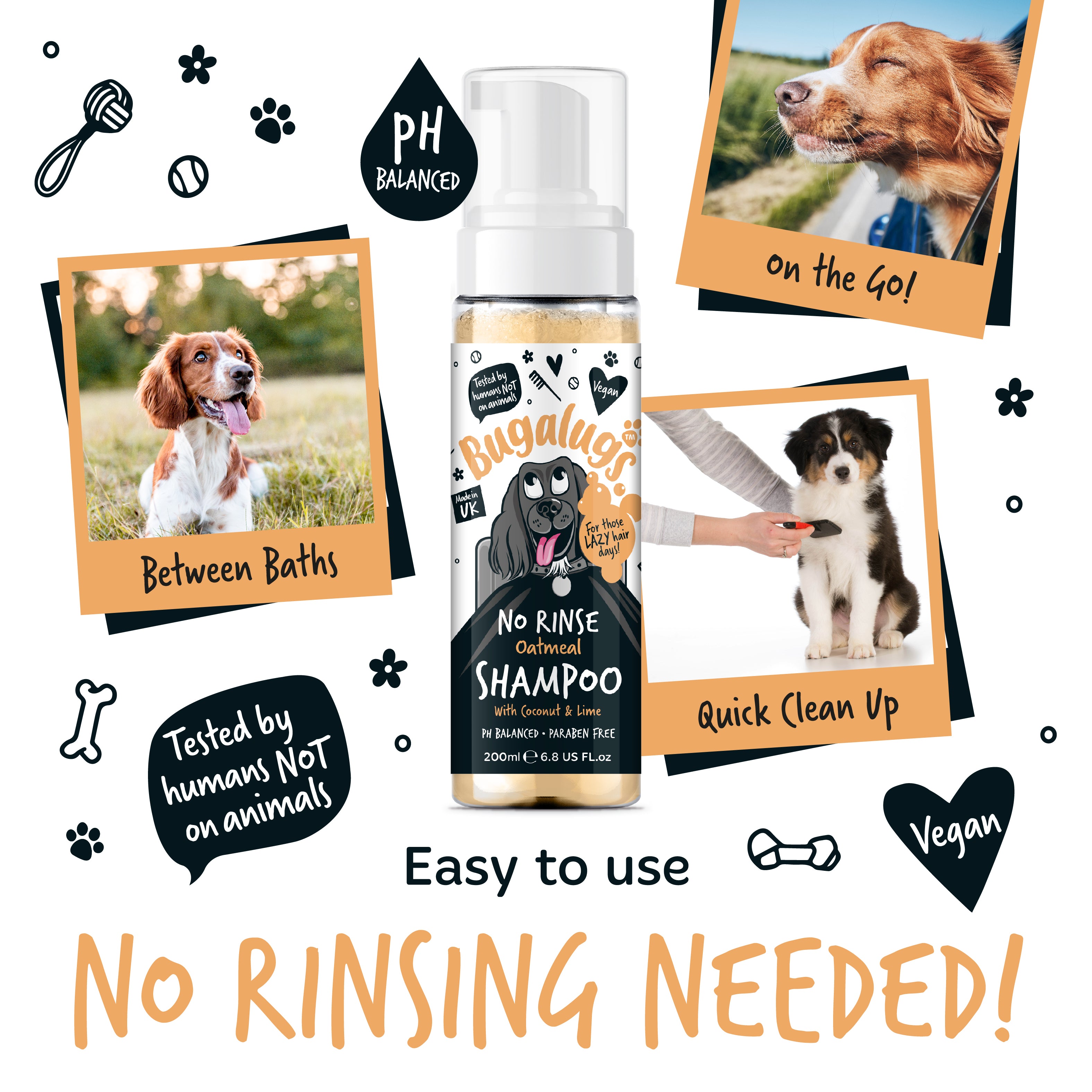 Bugalugs - NO RINSE DOG SHAMPOO - Coconut & Lime (Oatmeal)