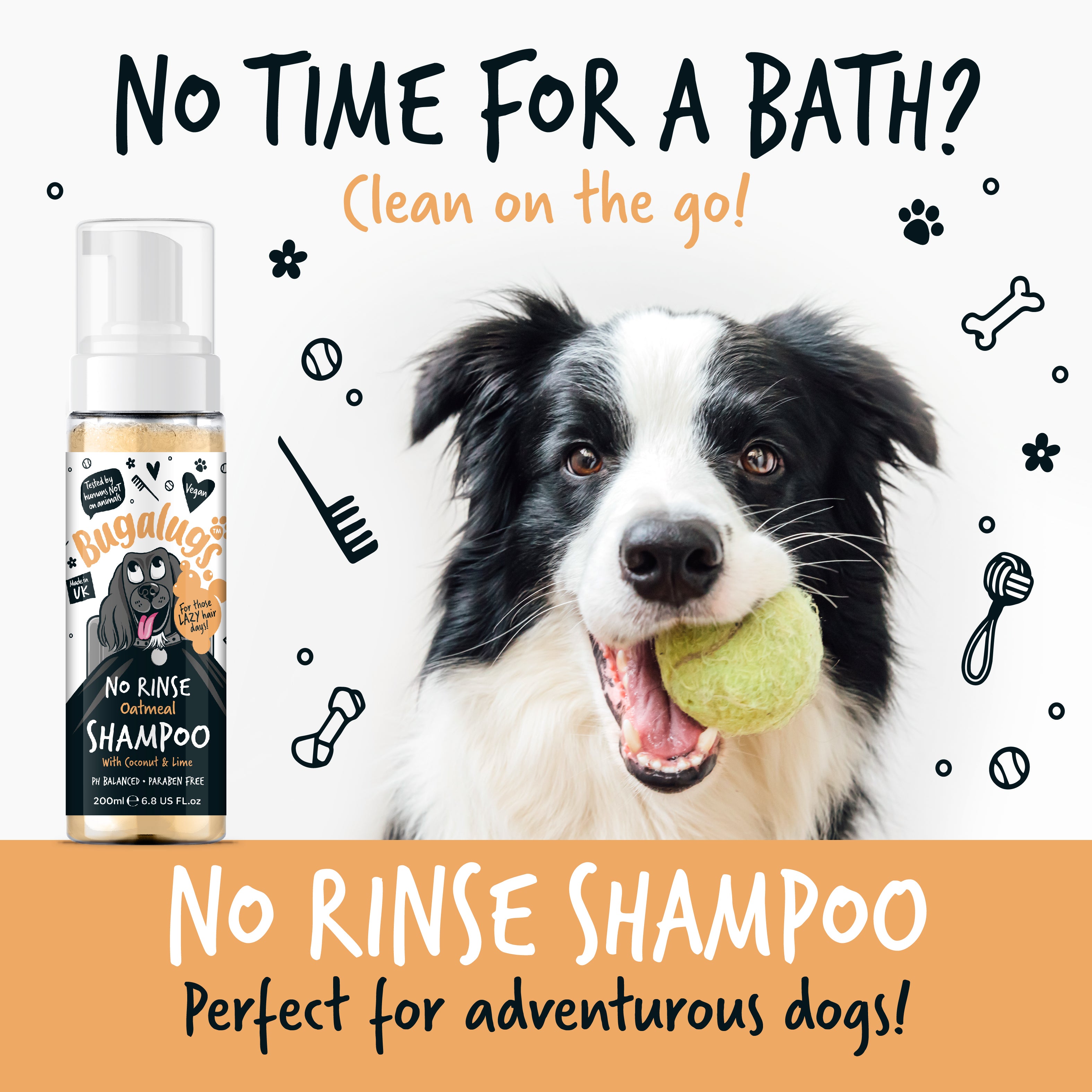 Bugalugs - NO RINSE DOG SHAMPOO - Coconut & Lime (Oatmeal)