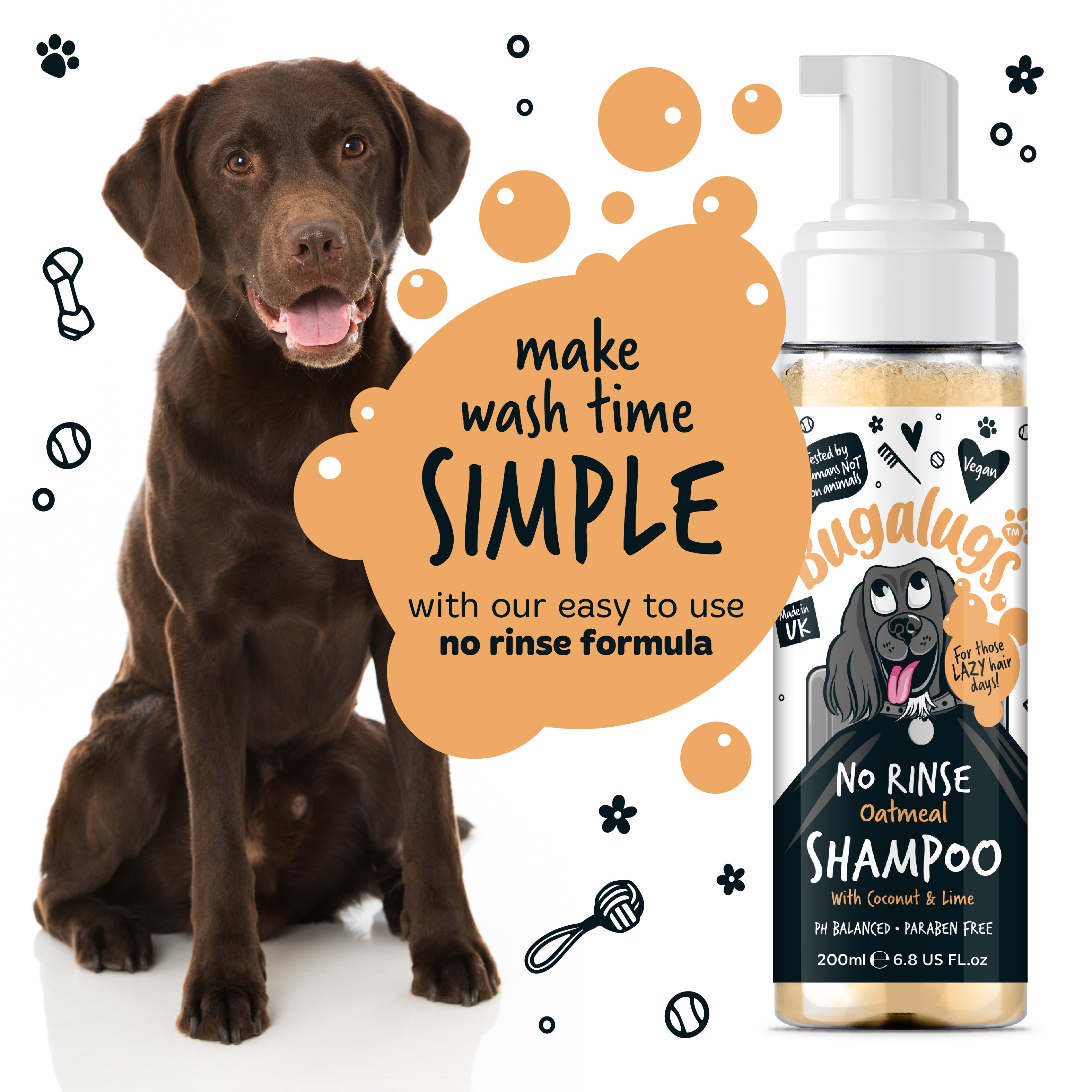 Bugalugs - NO RINSE DOG SHAMPOO - Coconut & Lime (Oatmeal)
