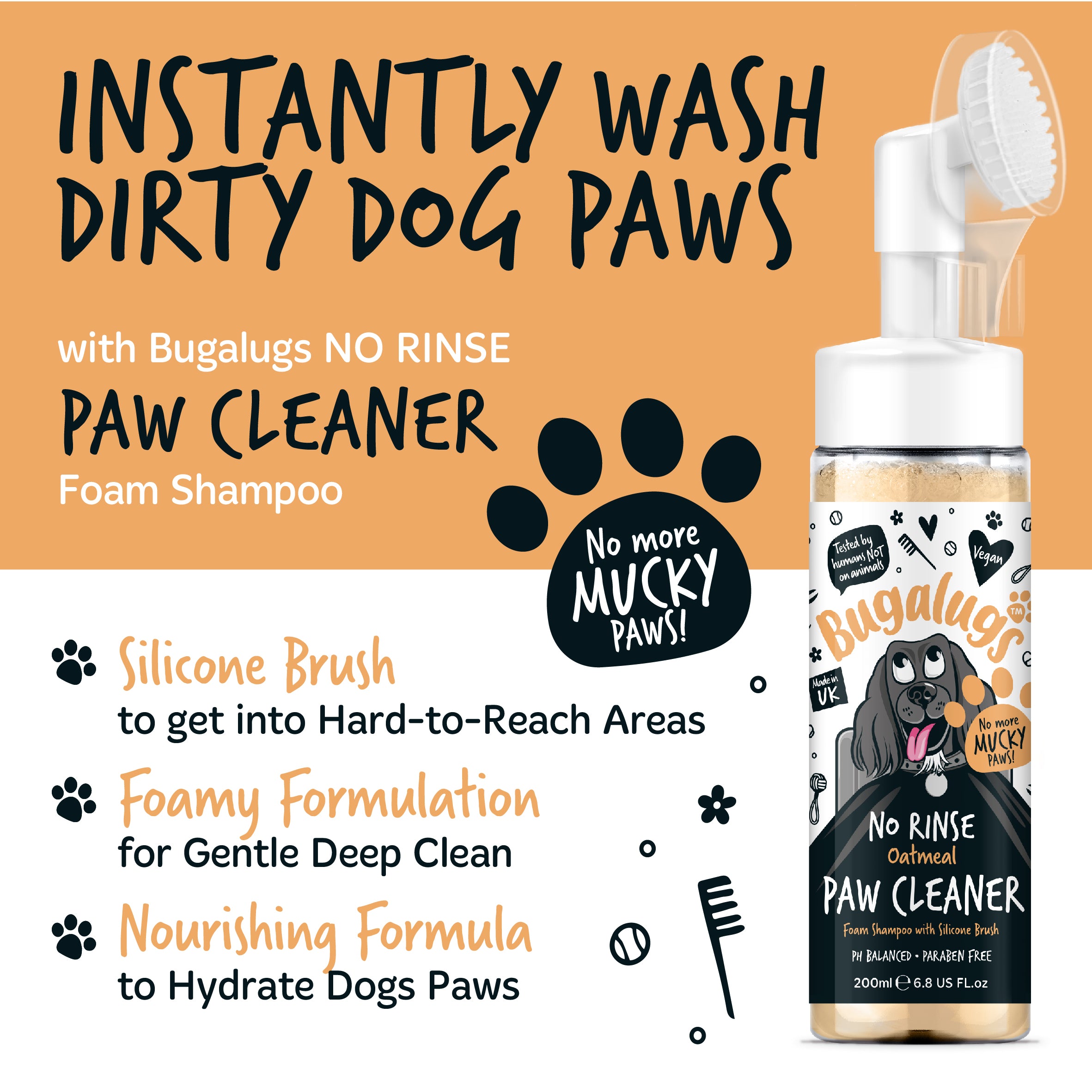 Bugalugs - NO RINSE PAW CLEANER - Coconut & Lime (Oatmeal)