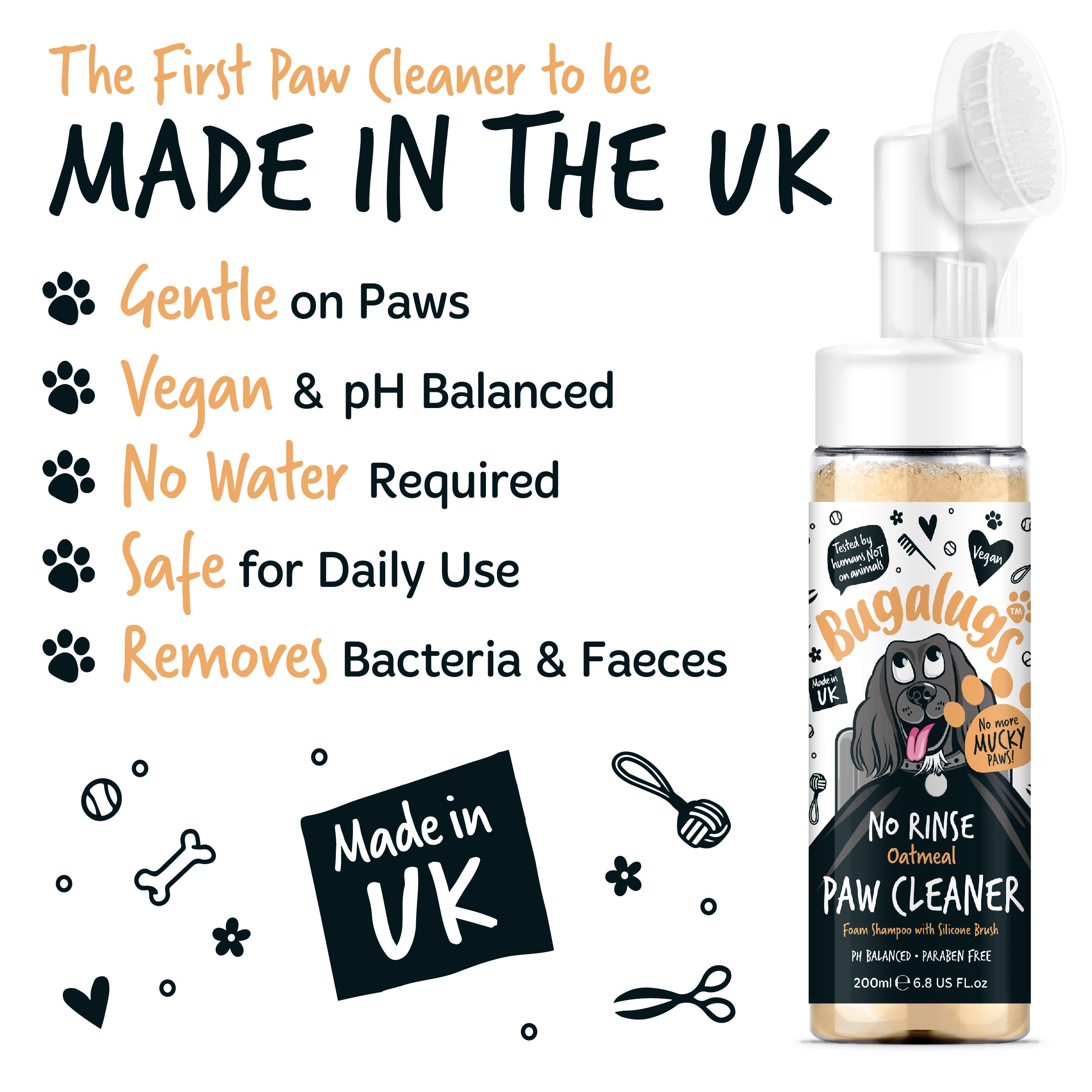 Bugalugs - NO RINSE PAW CLEANER - Coconut & Lime (Oatmeal)