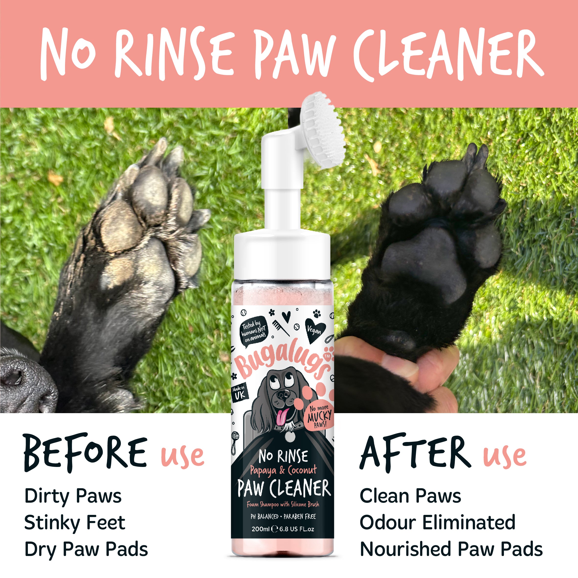 Bugalugs - NO RINSE PAW CLEANER - Papaya & Coconut
