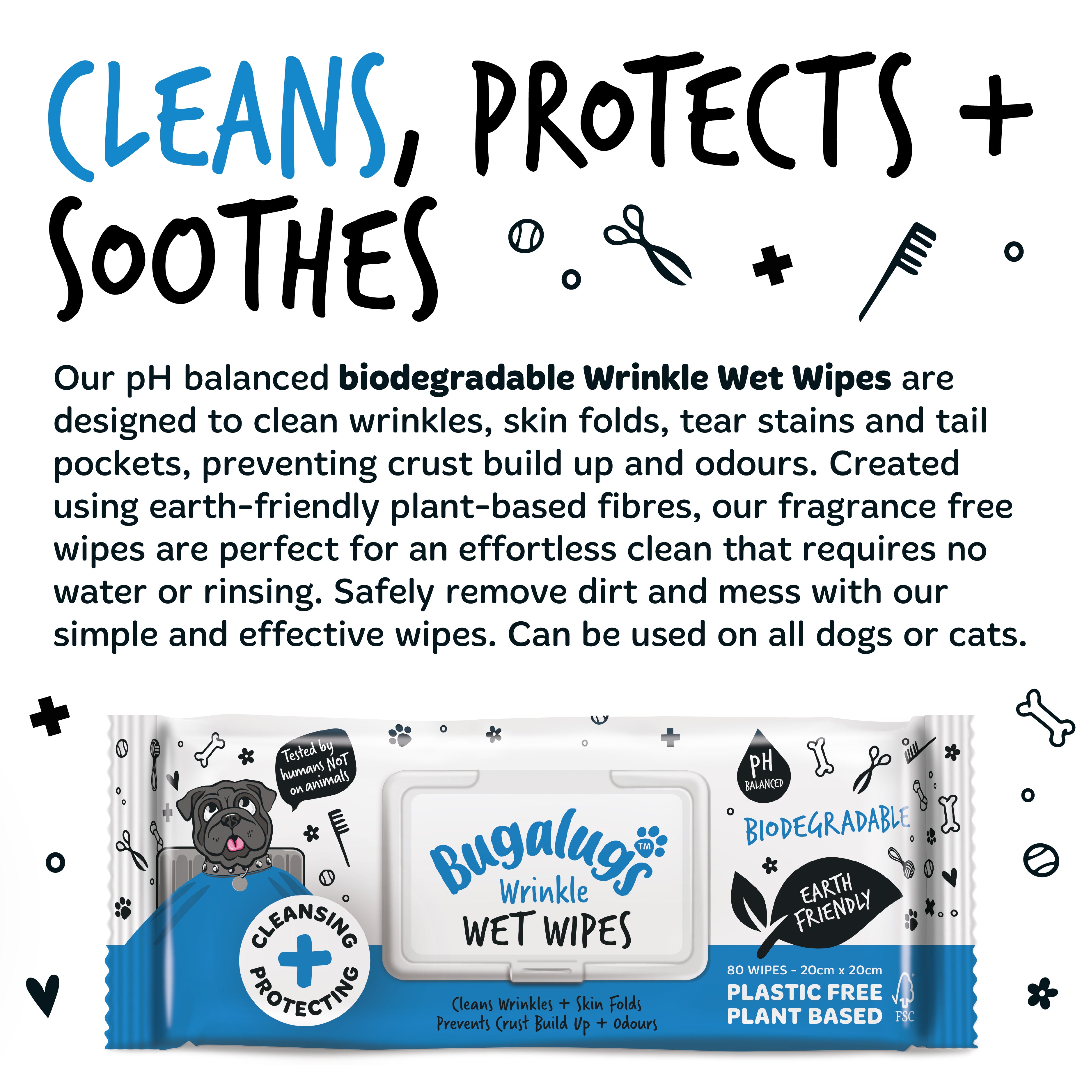 Bugalugs - Wrinkle large wipes (80 wipes)