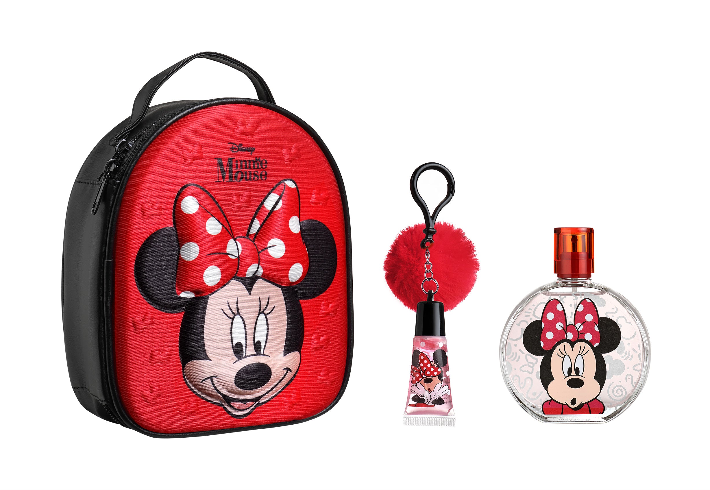 Disney - Minnie Mouse Zip Case + EDT 100 ml + Lip gloss with Pompom Charm