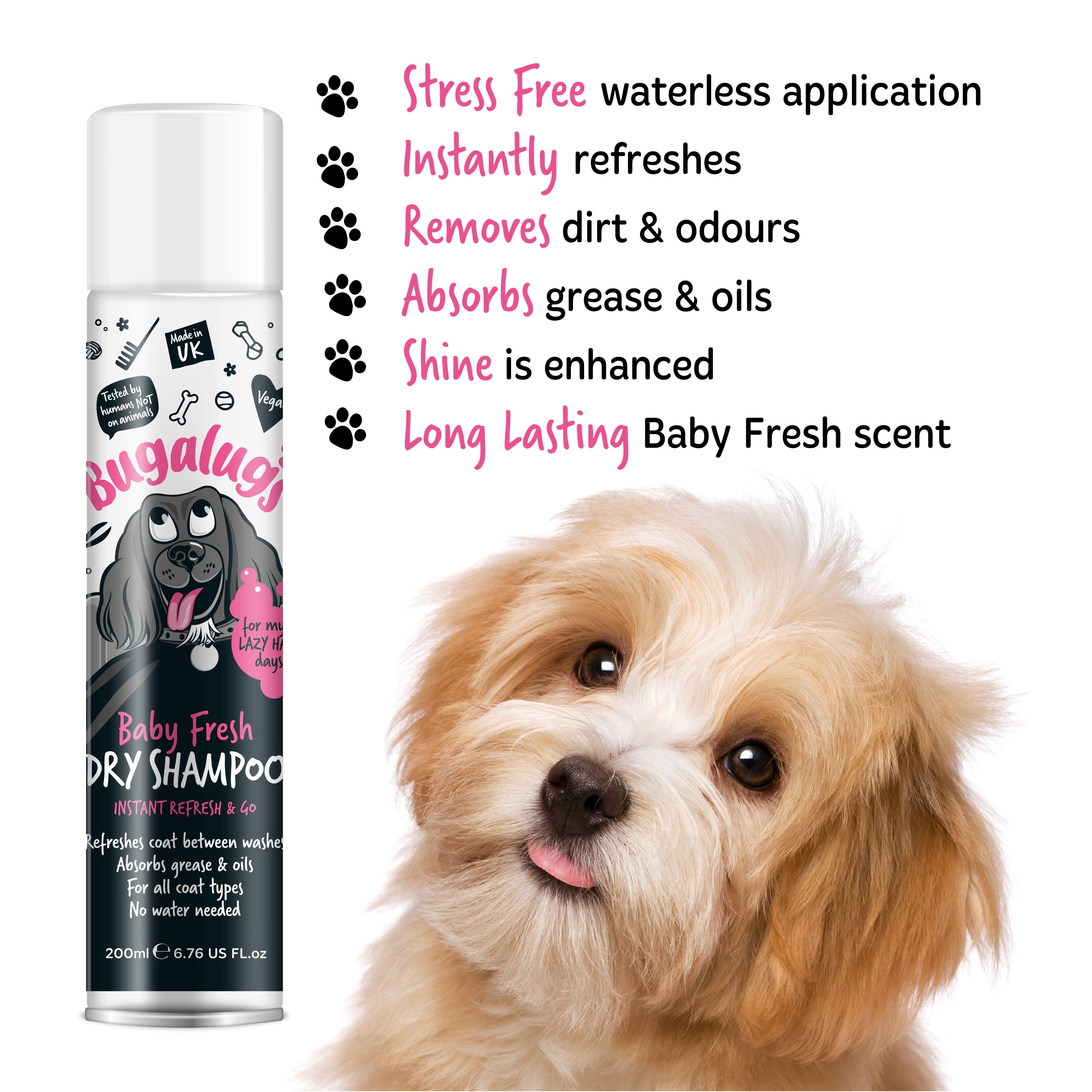 Bugalugs - DRY DOG SHAMPOO (Baby Fresh)