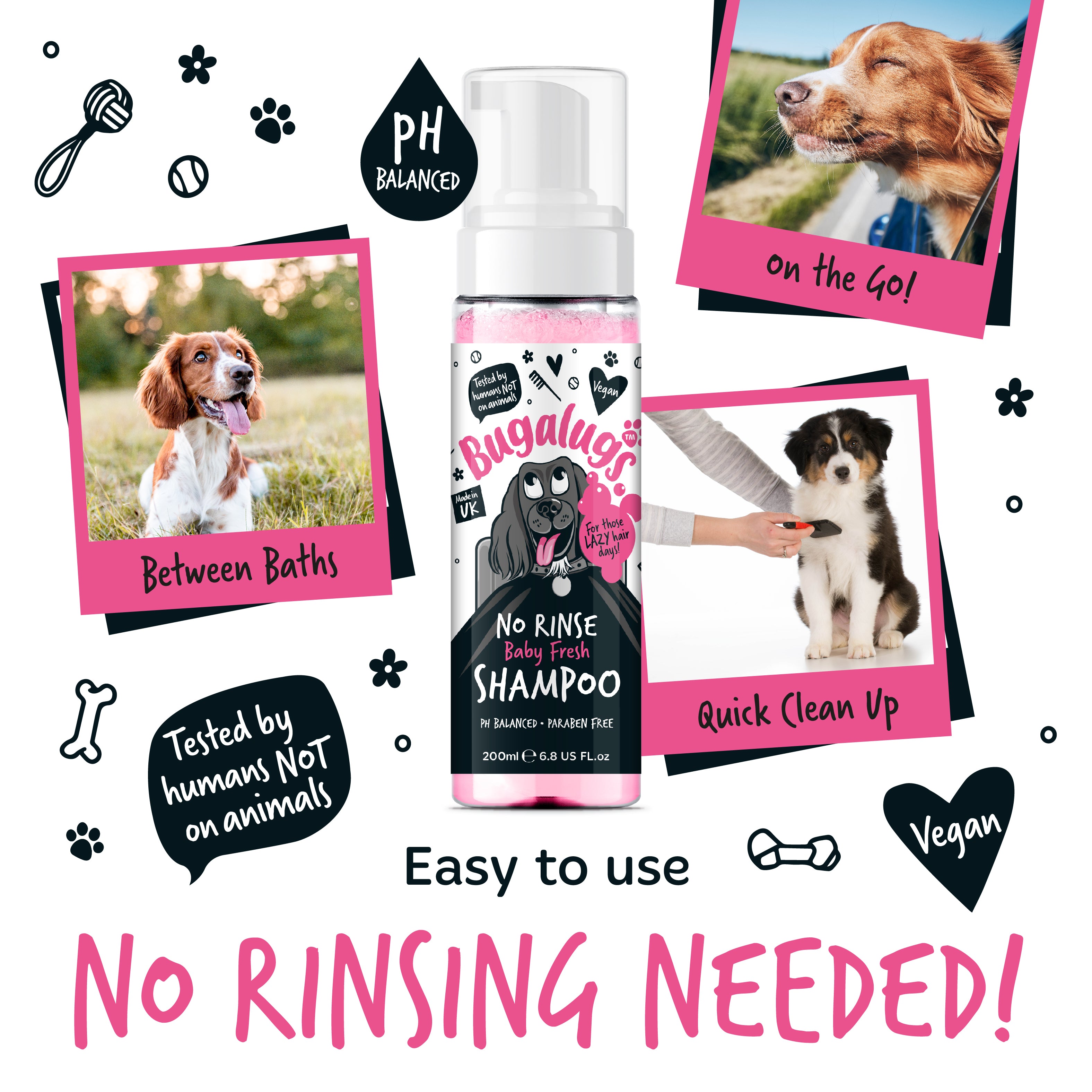 Bugalugs - NO RINSE DOG SHAMPOO - Baby Fresh