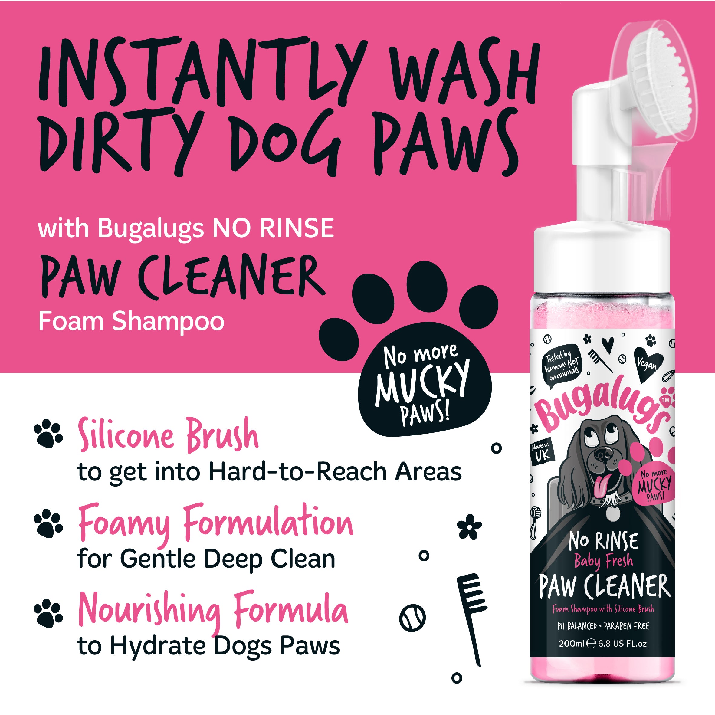 Bugalugs - NO RINSE PAW CLEANER - Baby Fresh