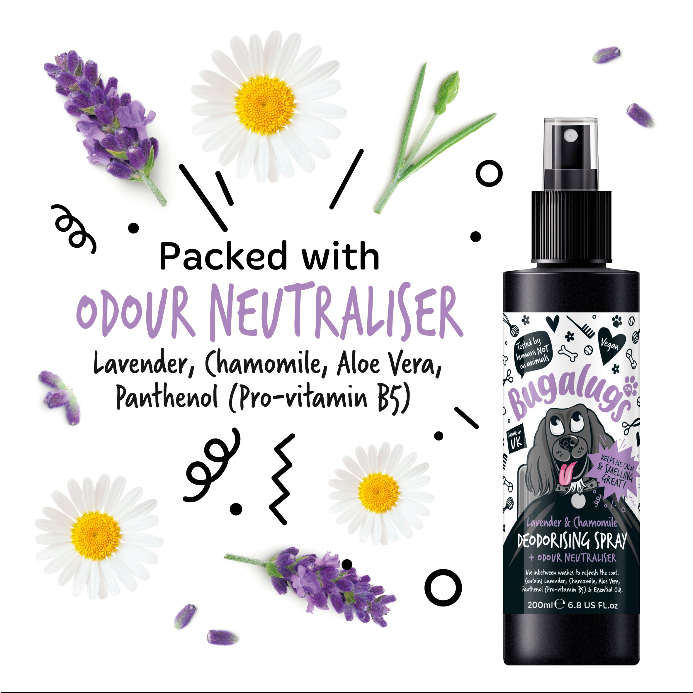 Bugalugs - DOG DEODORISING SPRAY (Lavender & Chamomile)