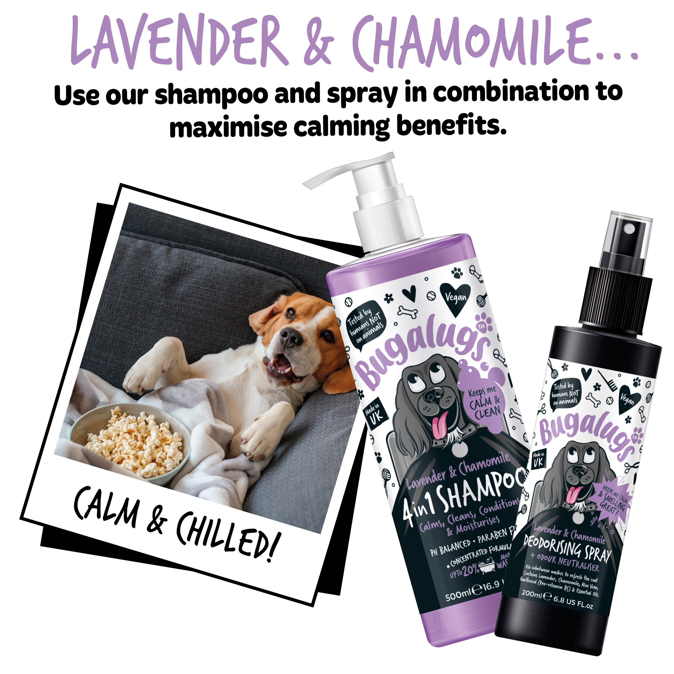 Bugalugs - DOG DEODORISING SPRAY (Lavender & Chamomile)