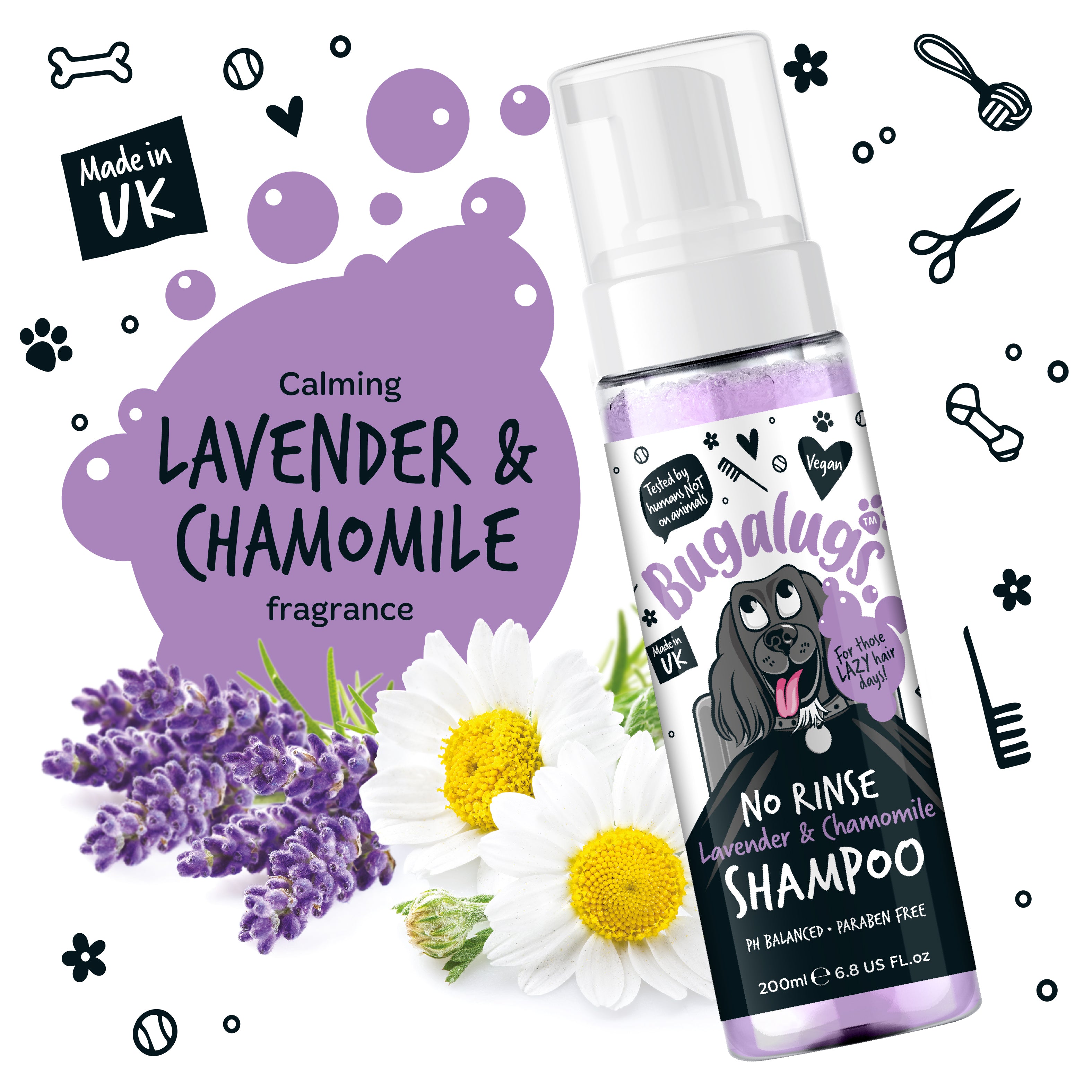 Bugalugs - NO RINSE DOG SHAMPOO - Lavender & Chamomile