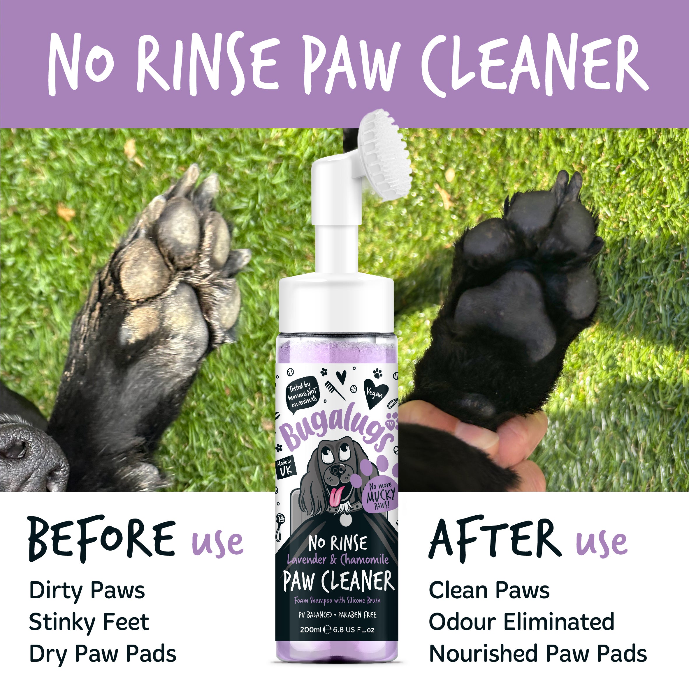 Bugalugs - NO RINSE PAW CLEANER - Lavender & Chamomile