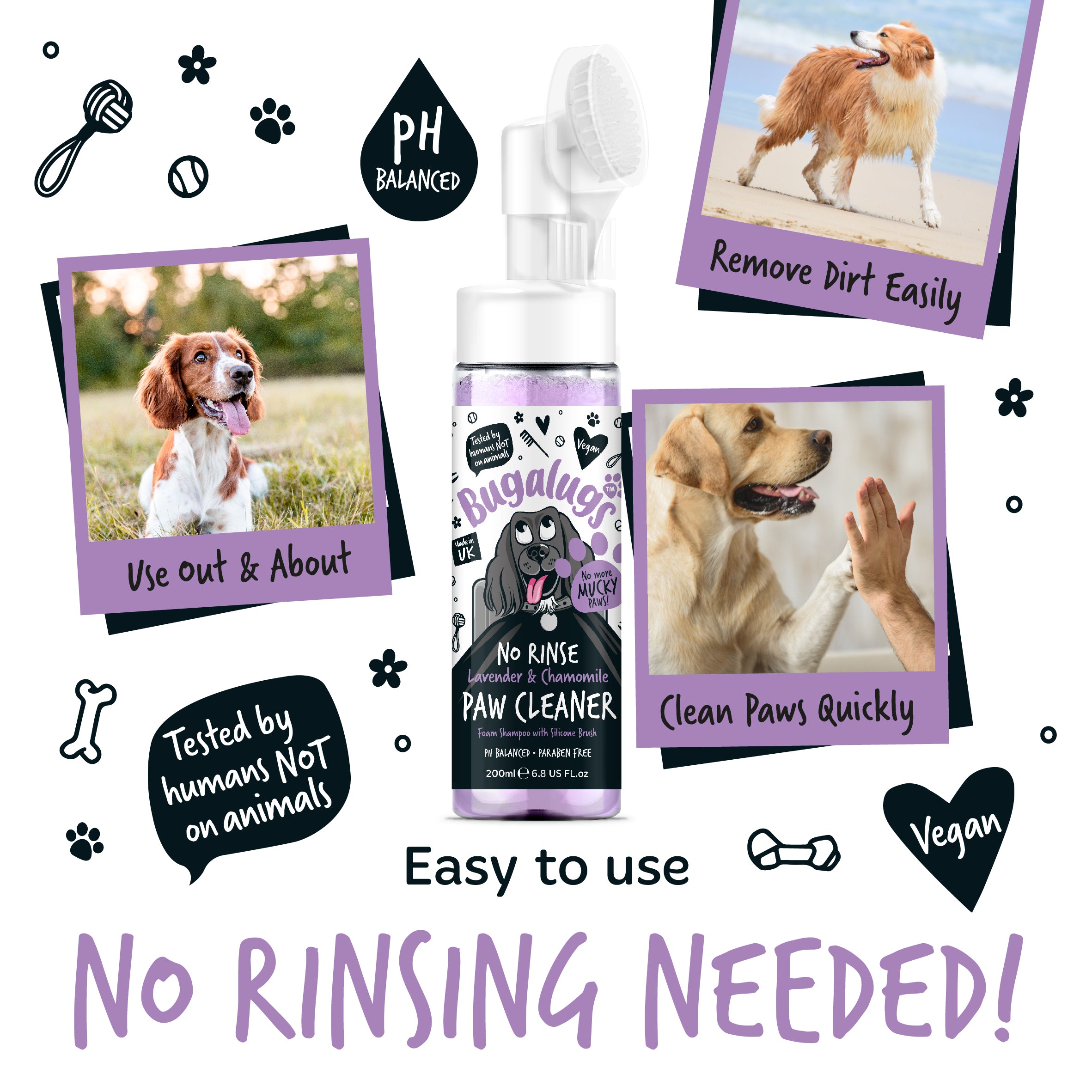 Bugalugs - NO RINSE PAW CLEANER - Lavender & Chamomile