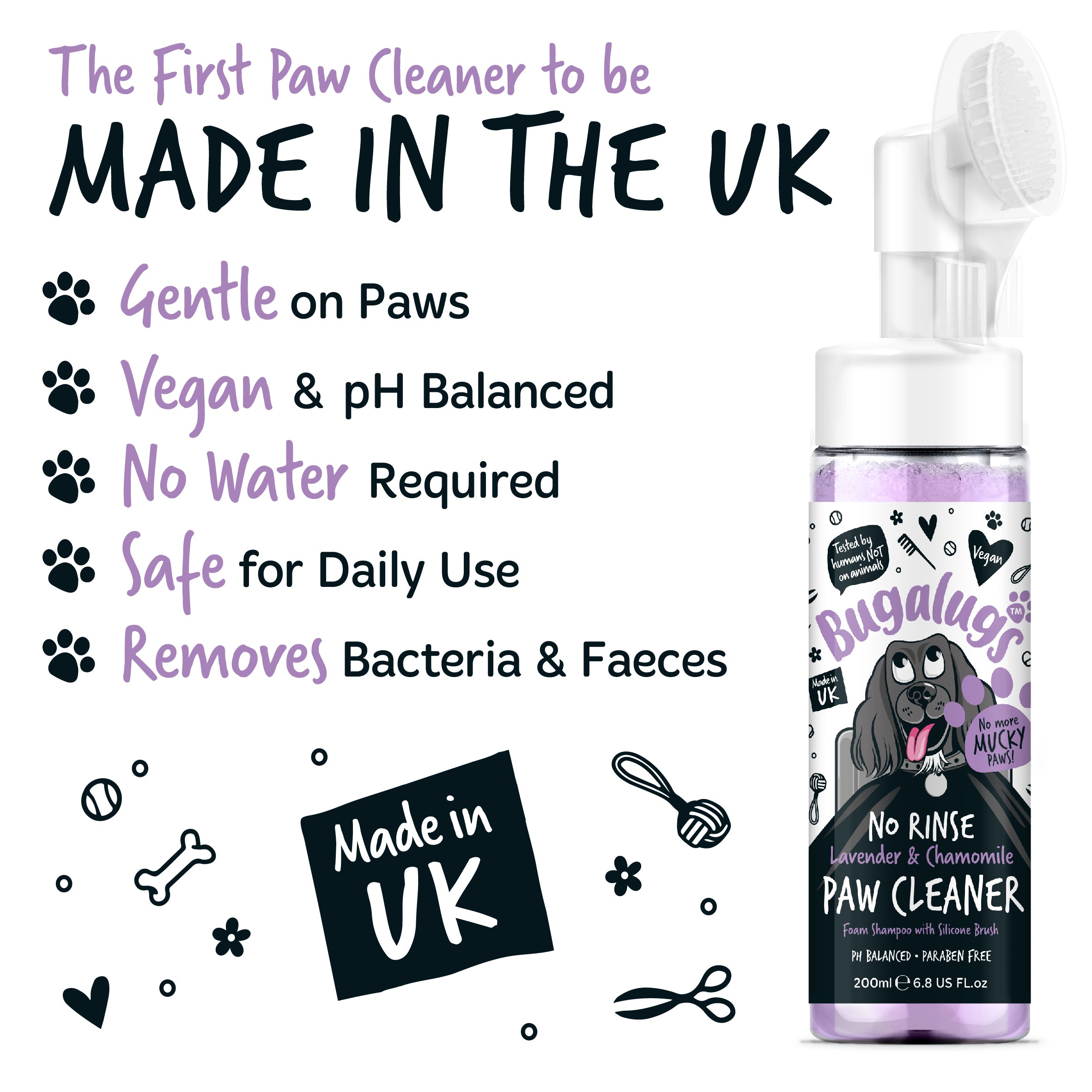 Bugalugs - NO RINSE PAW CLEANER - Lavender & Chamomile