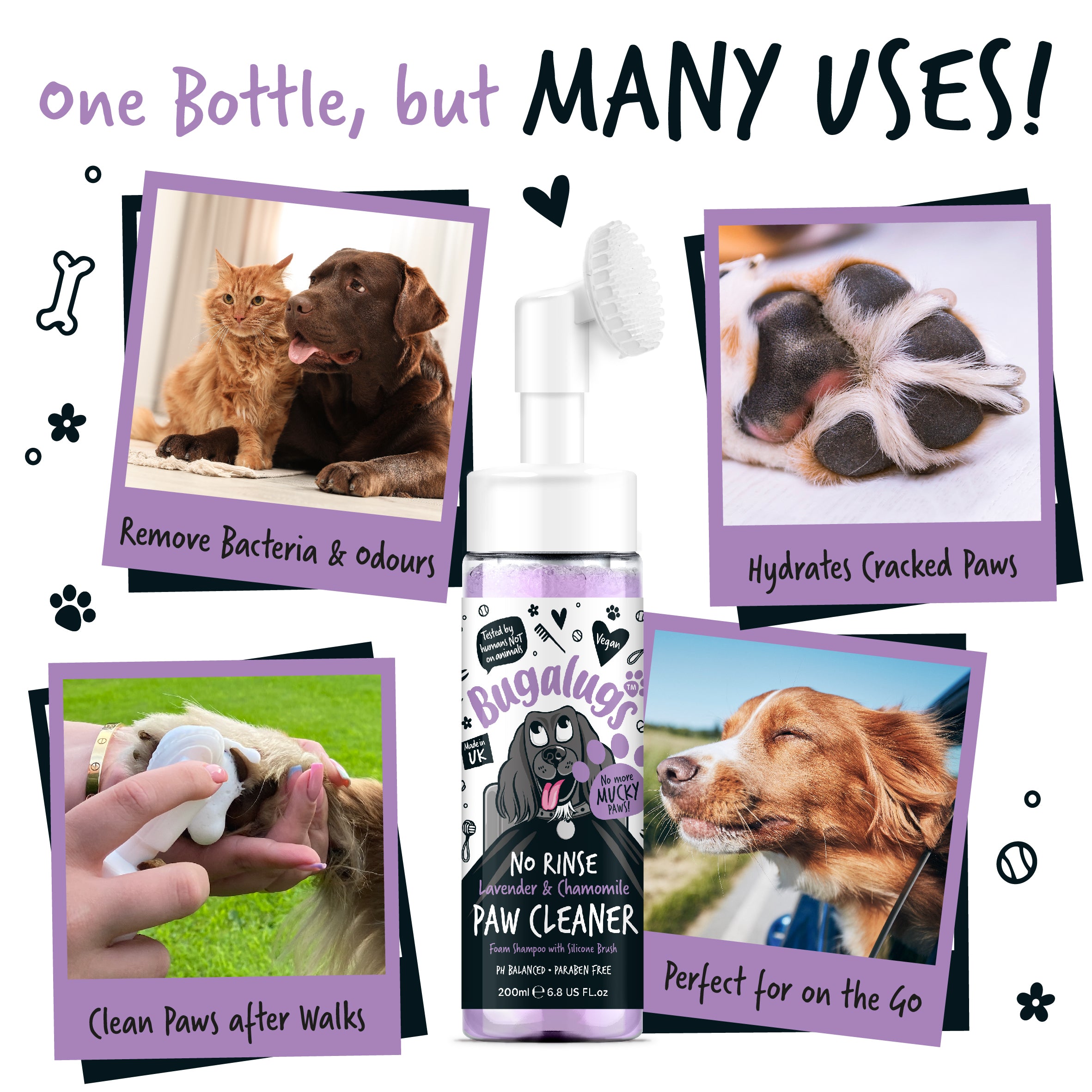 Bugalugs - NO RINSE PAW CLEANER - Lavender & Chamomile