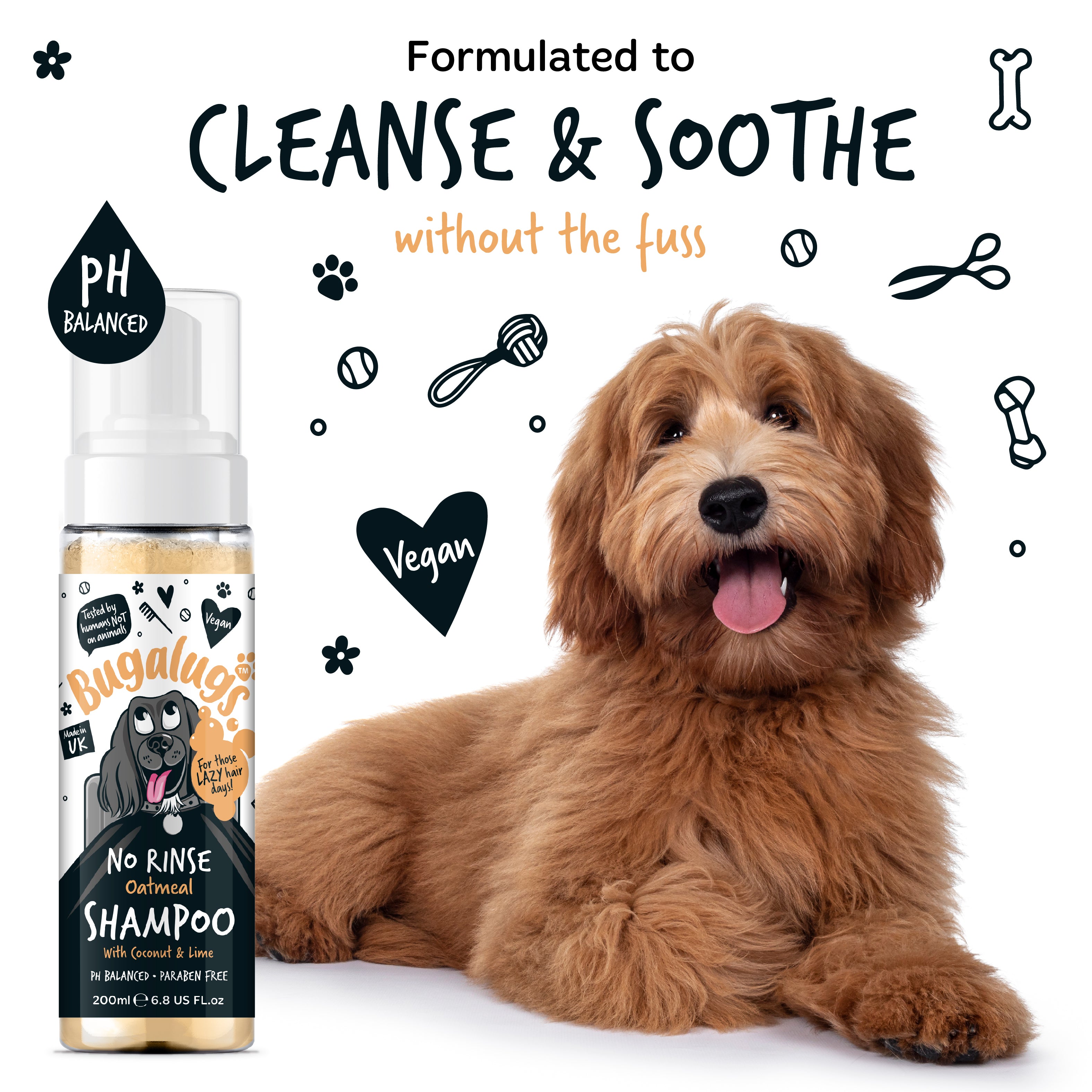 Bugalugs - NO RINSE DOG SHAMPOO - Coconut & Lime (Oatmeal)
