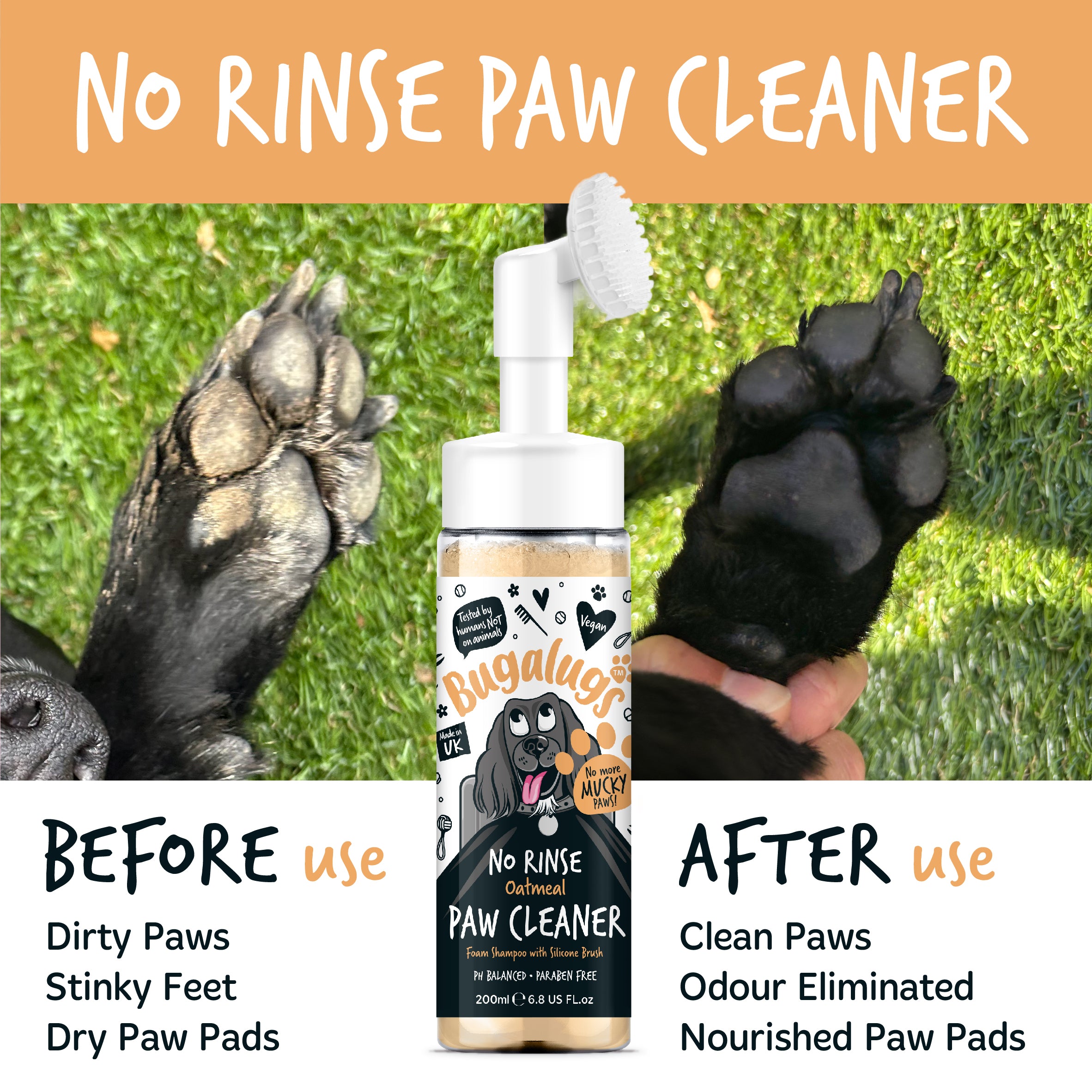 Bugalugs - NO RINSE PAW CLEANER - Coconut & Lime (Oatmeal)