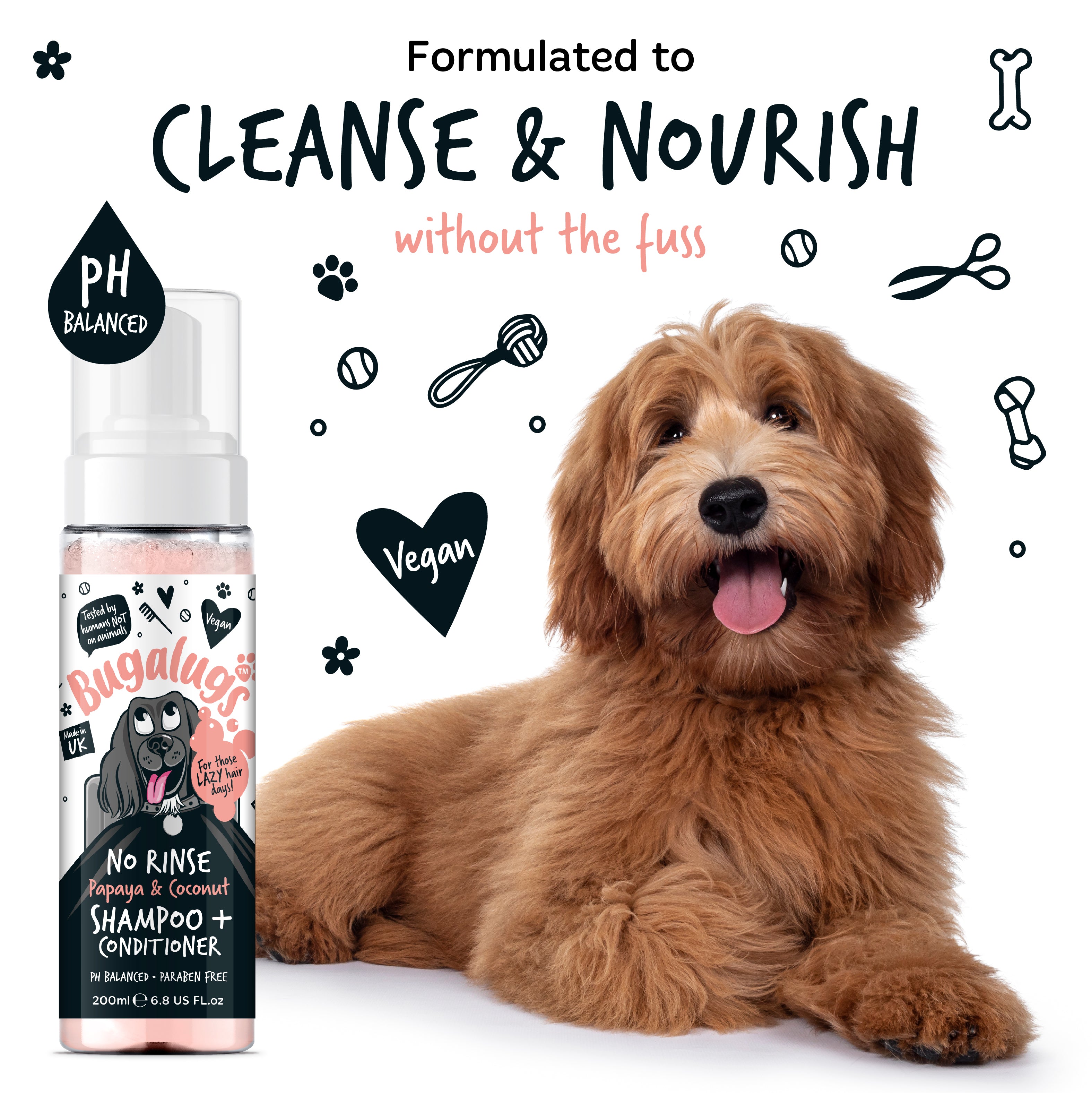 Bugalugs - NO RINSE DOG SHAMPOO - Papaya & Coconut