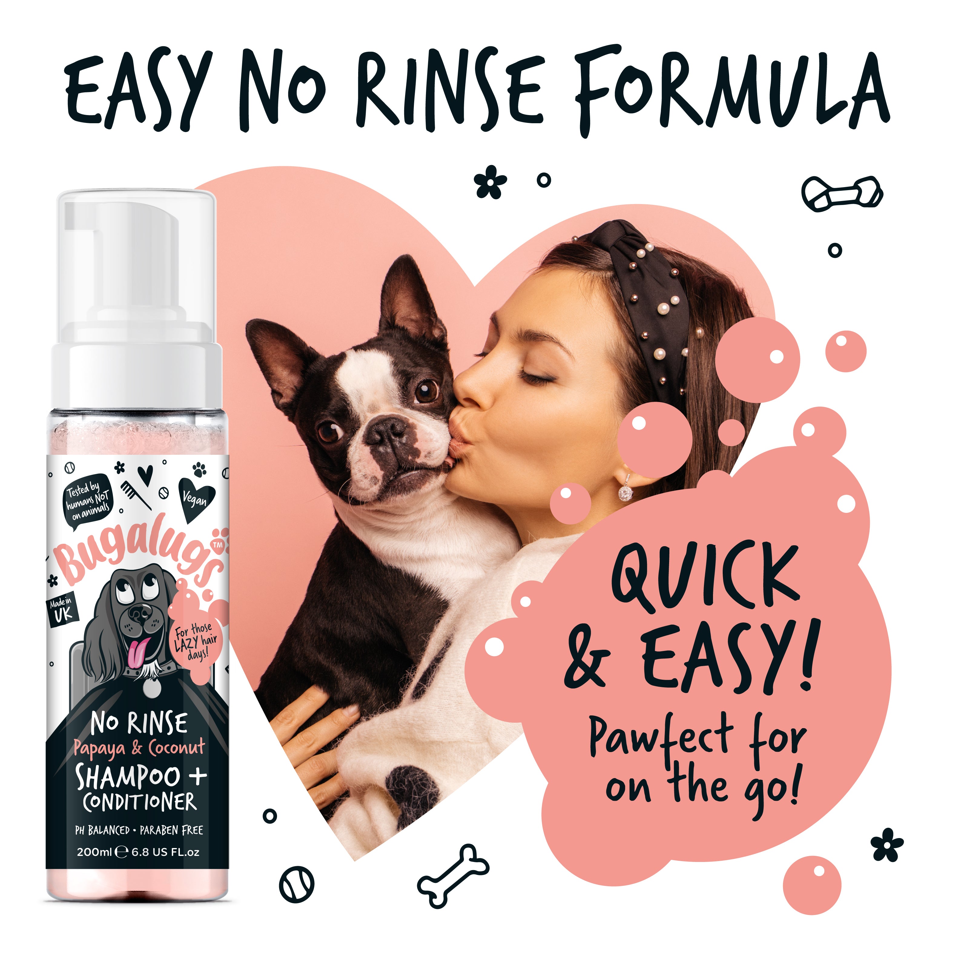 Bugalugs - NO RINSE DOG SHAMPOO - Papaya & Coconut