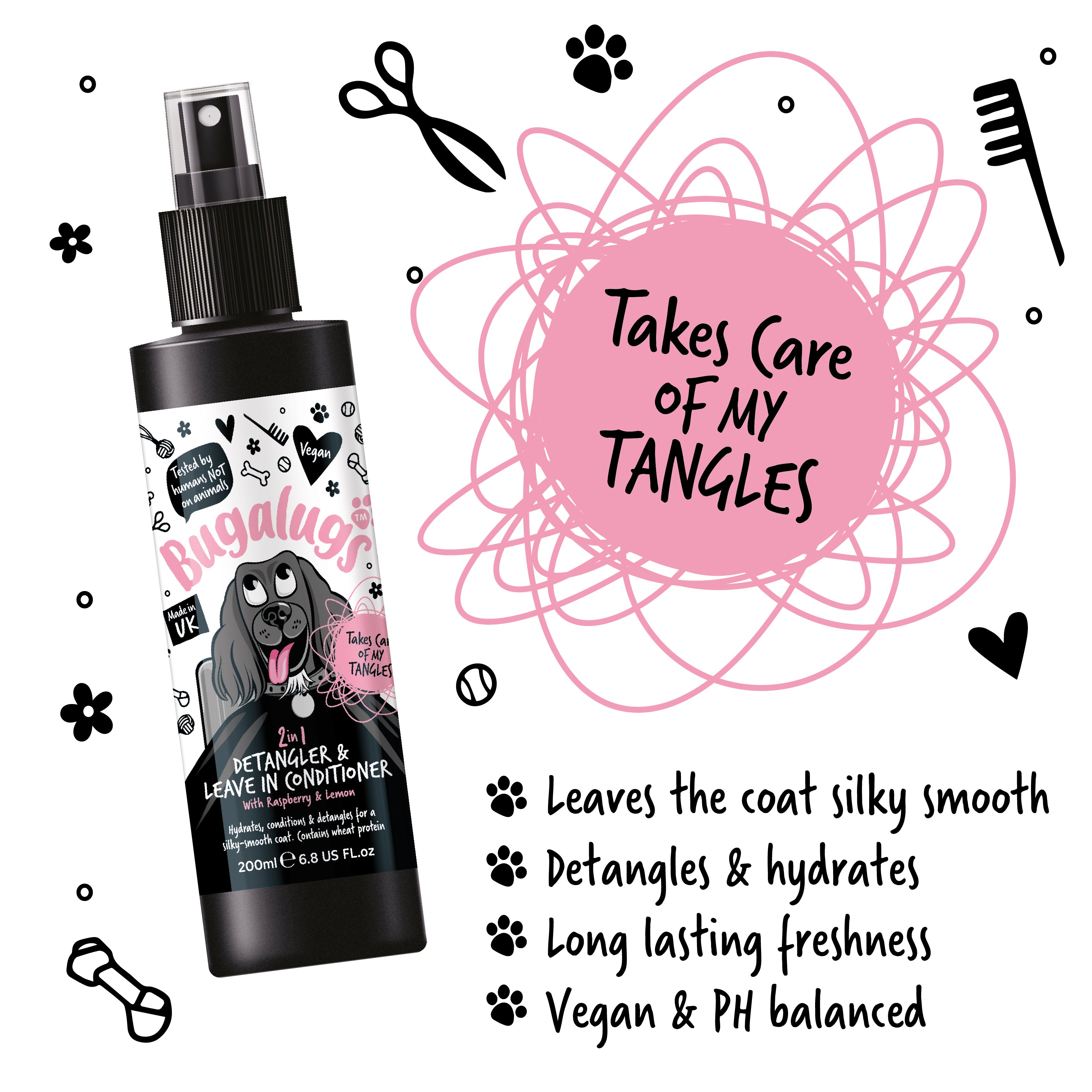 Bugalugs - DETANGLE & CONDITIONING SPRAY (Raspberry & Lemon)