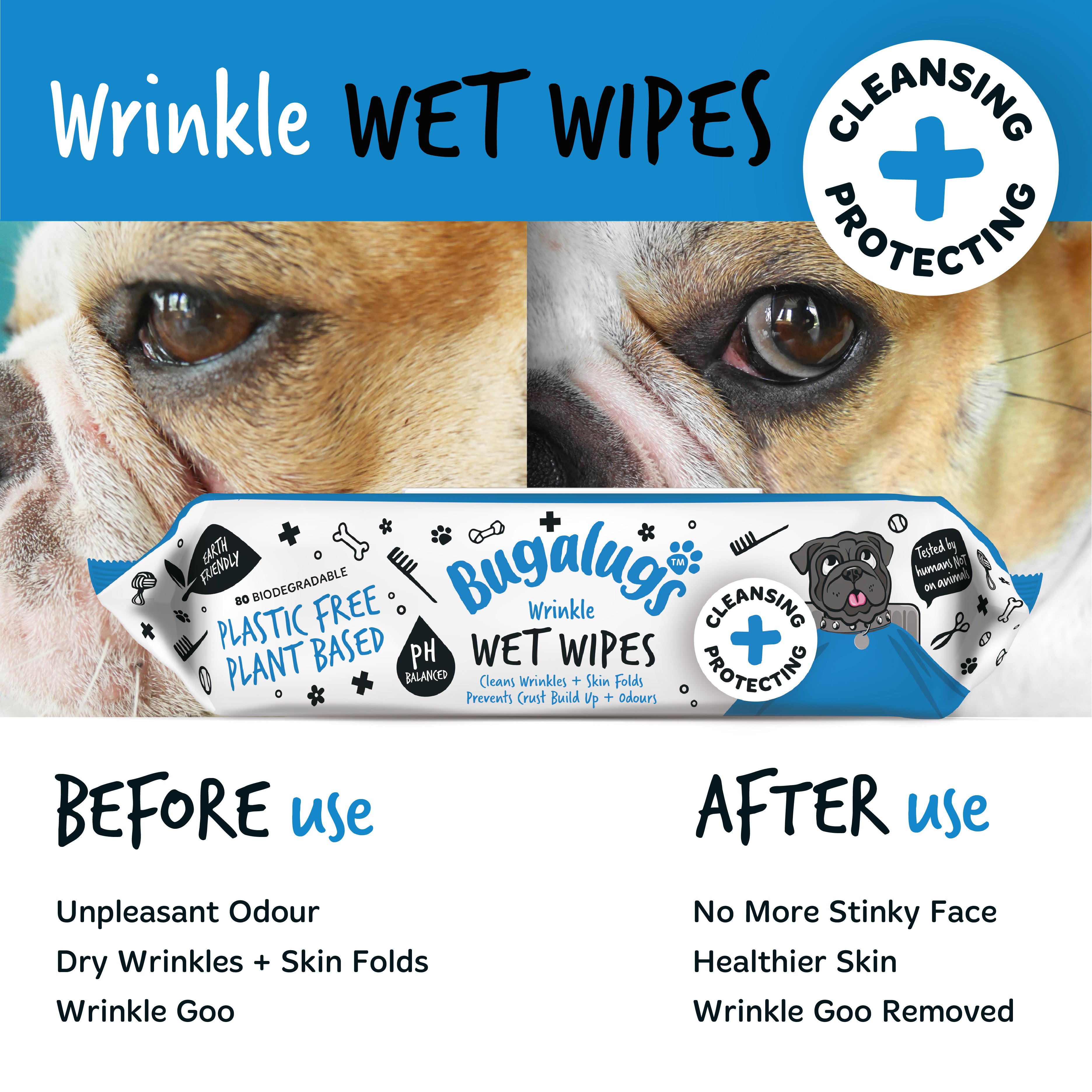 Bugalugs - Wrinkle large wipes (80 wipes)