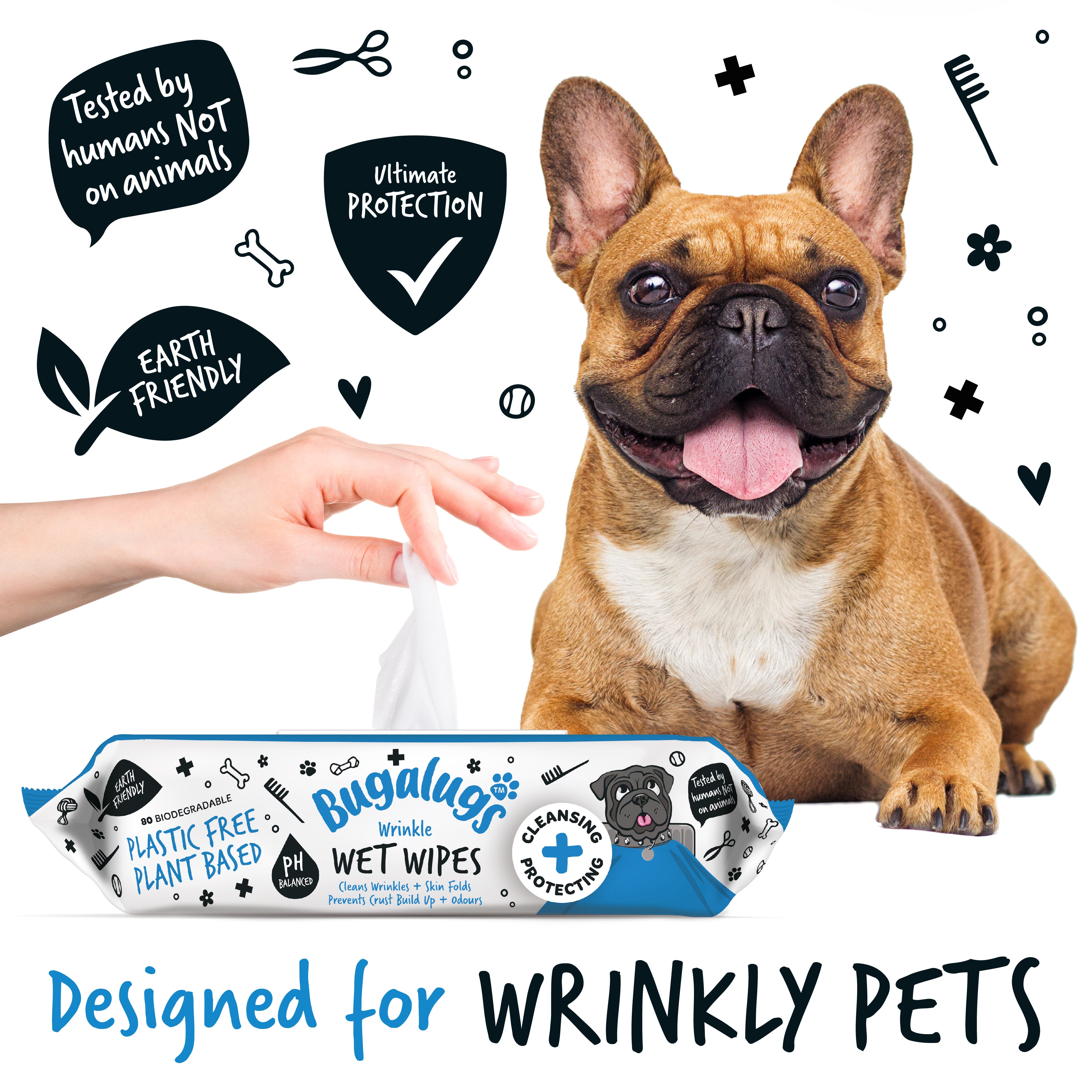 Bugalugs - Wrinkle large wipes (80 wipes)