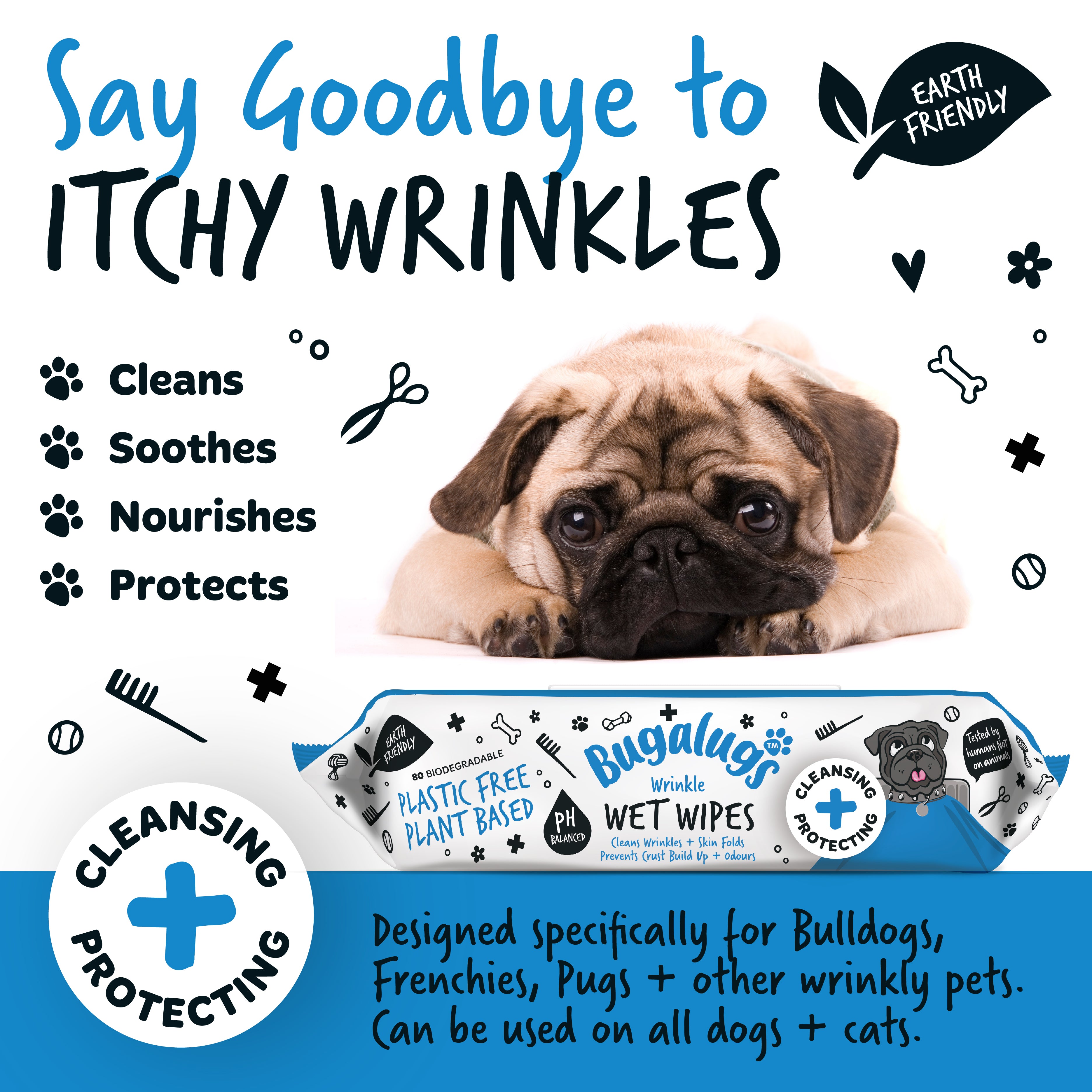 Bugalugs - Wrinkle large wipes (80 wipes)