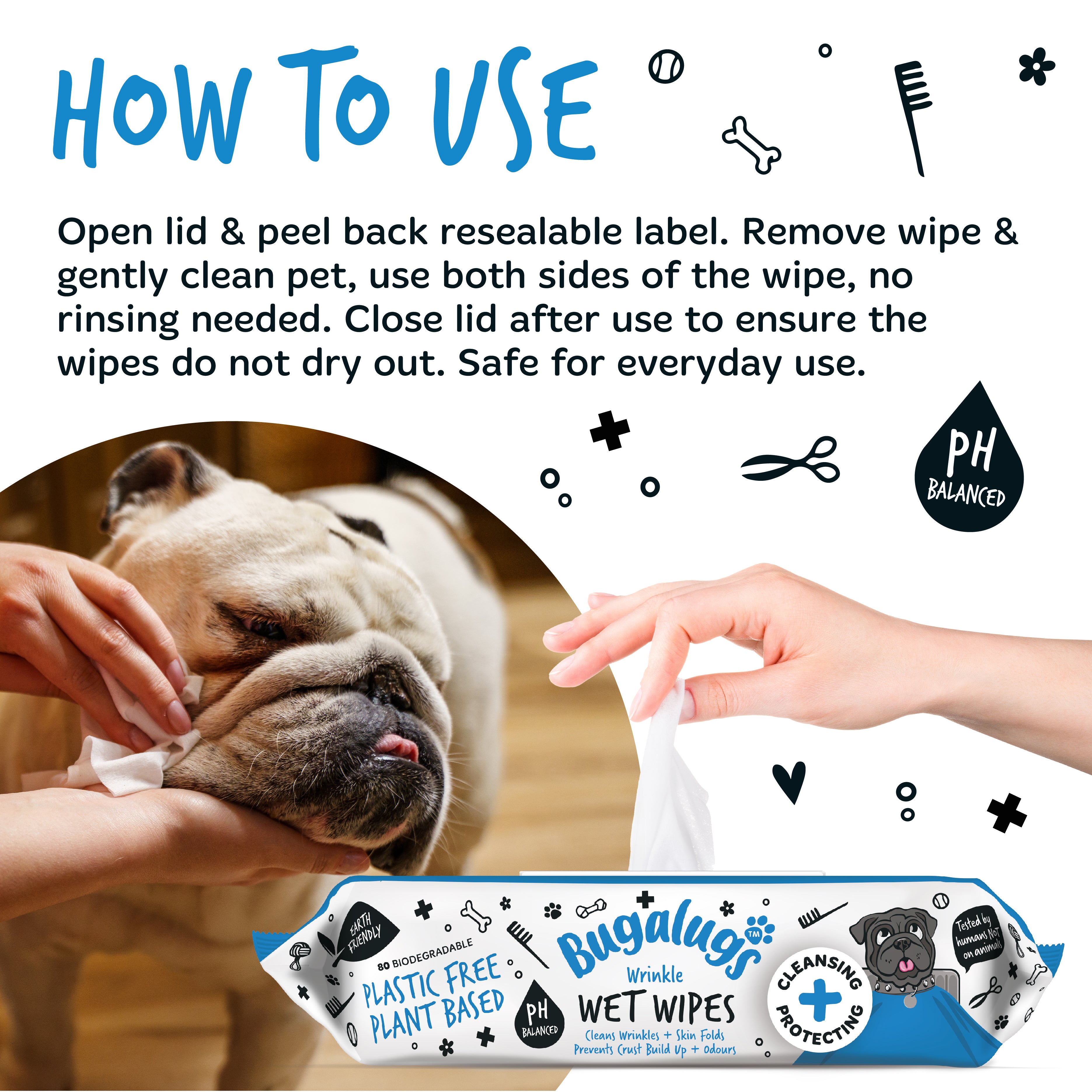 Bugalugs - Wrinkle large wipes (80 wipes)