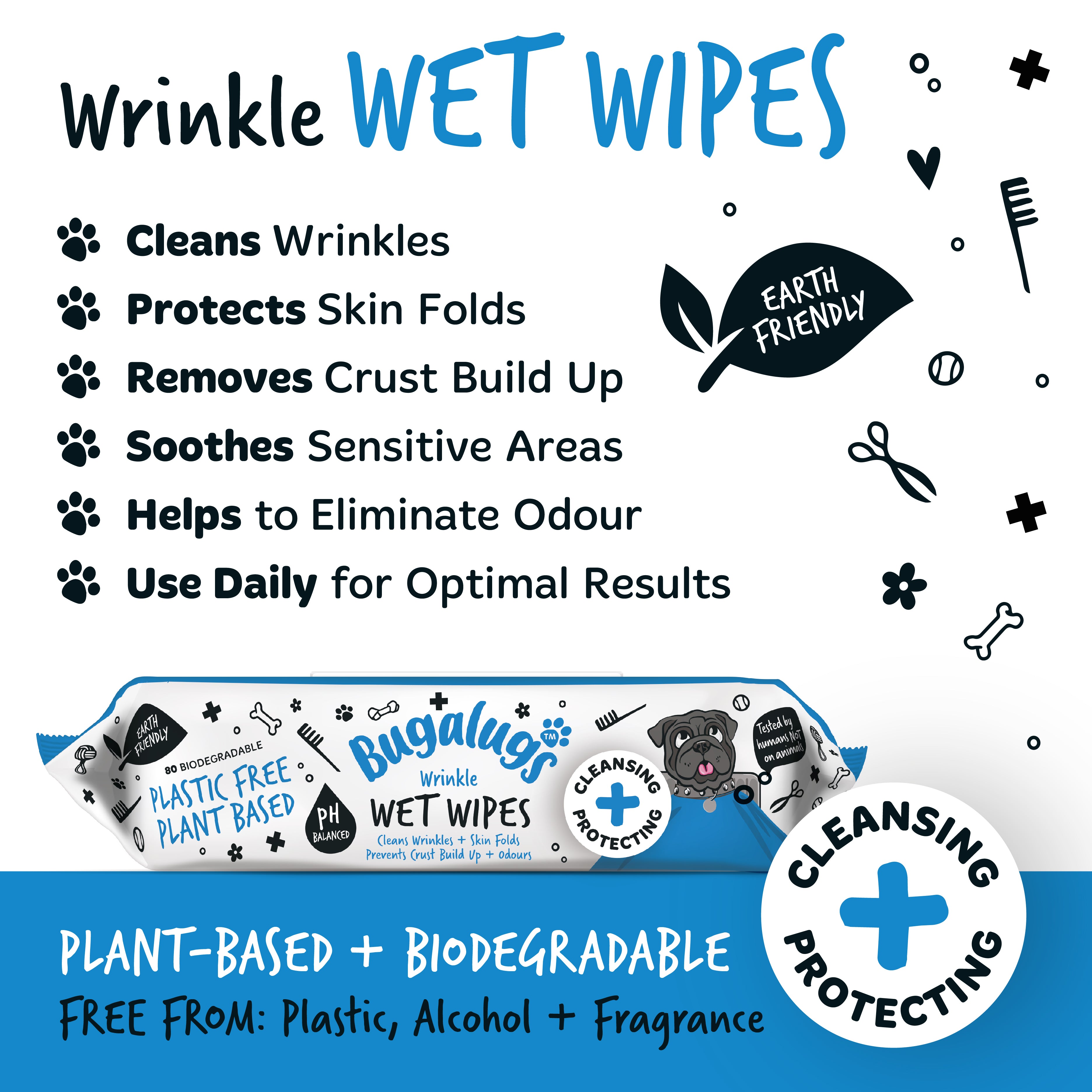 Bugalugs - Wrinkle large wipes (80 wipes)