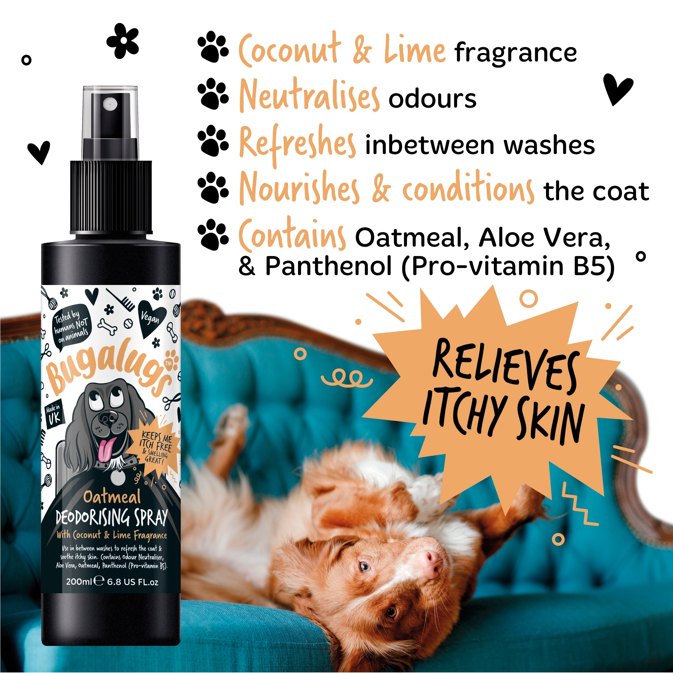 Bugalugs - DOG DEODORISING SPRAY (Oatmeal & Aloe)