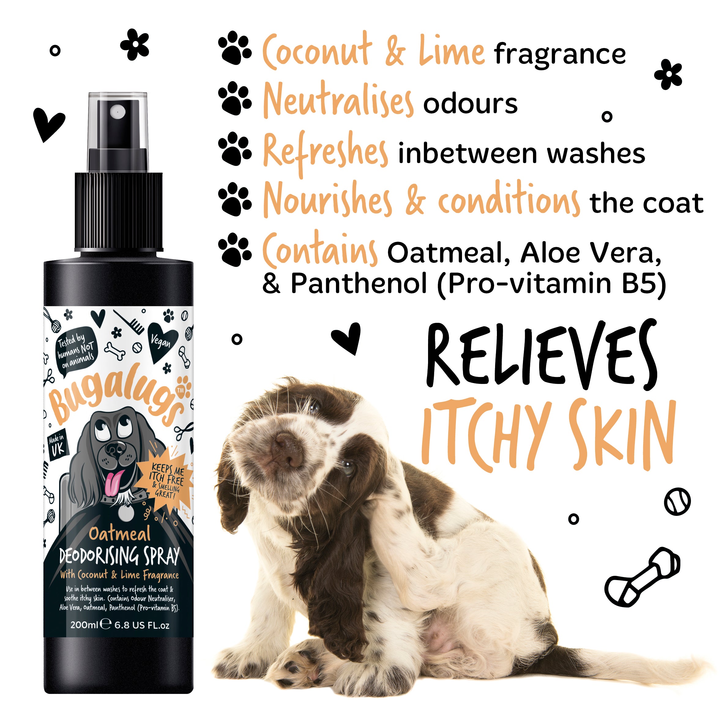 Bugalugs - DOG DEODORISING SPRAY (Oatmeal & Aloe)